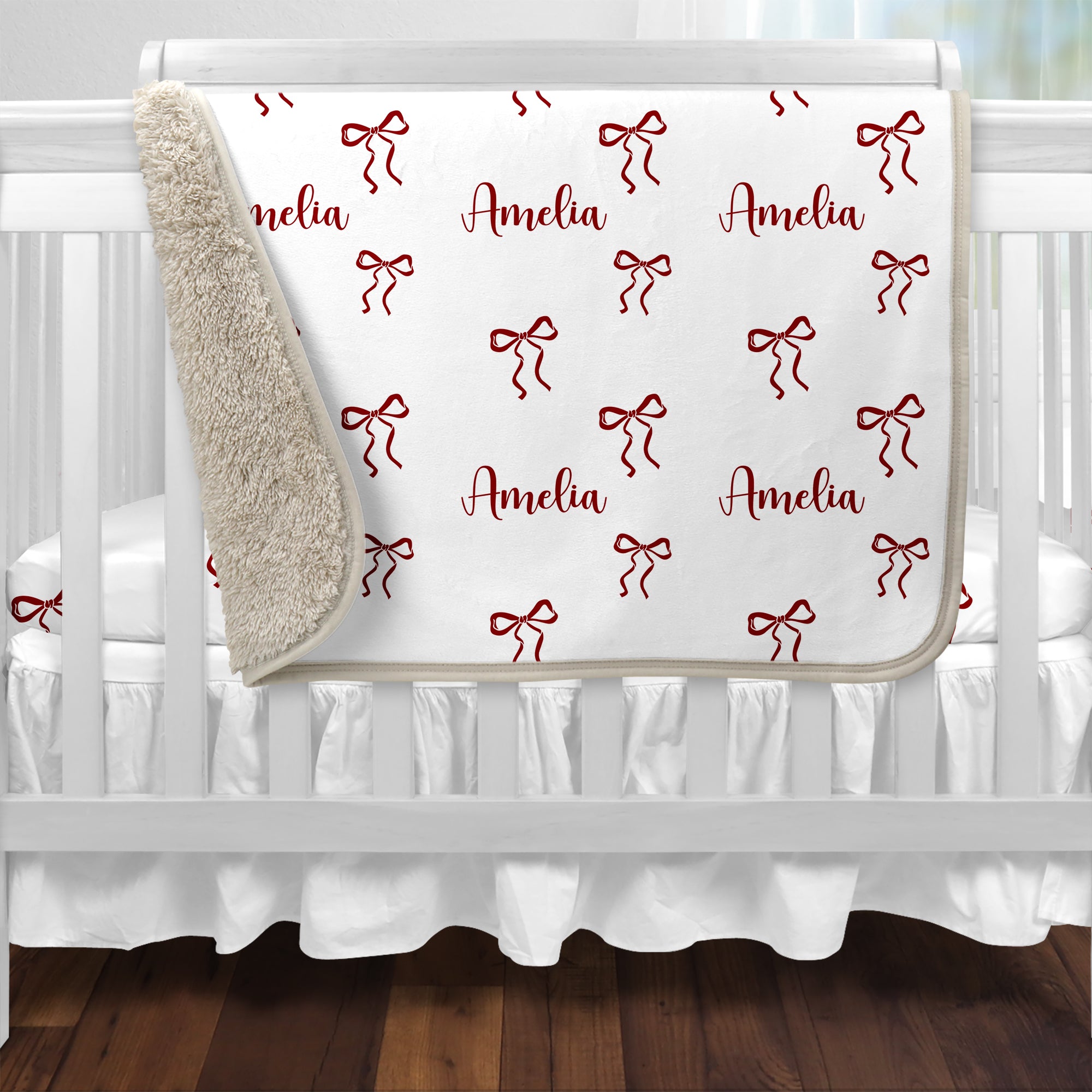 Coquette Ribbon Personalized Sherpa Blanket