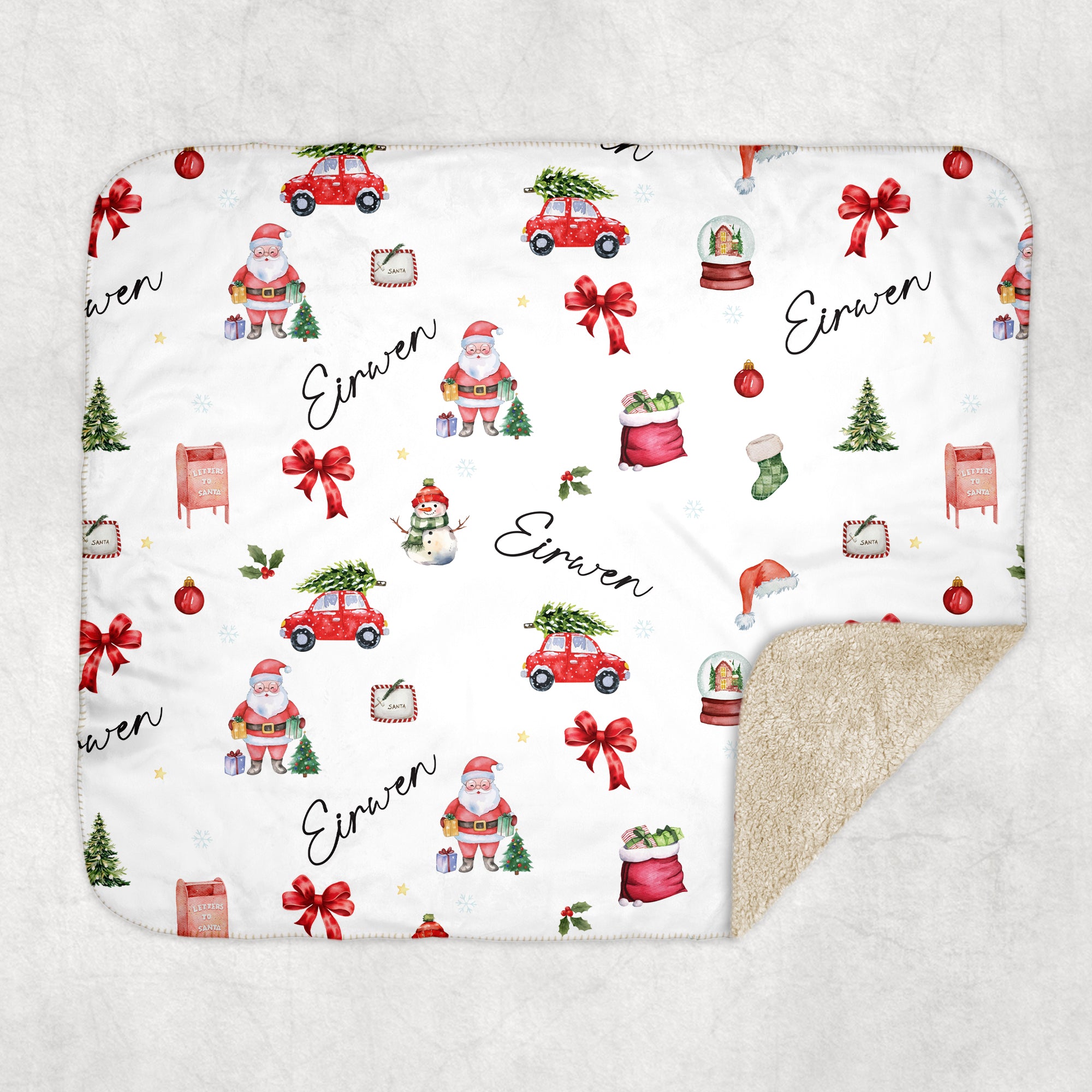Personalized Sherpa Blanket in Christmas Day