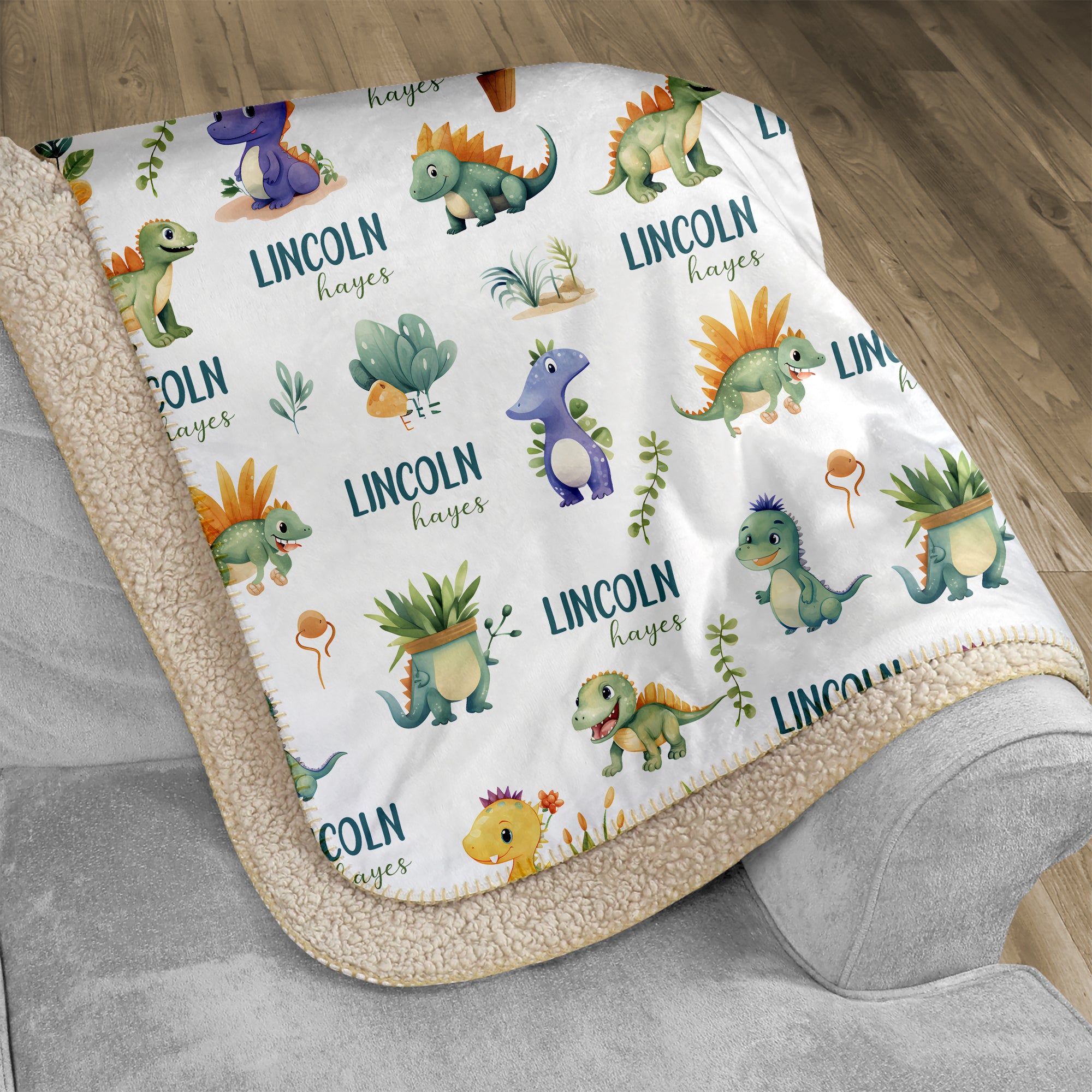Personalized Blanket in Dinosaur Boy