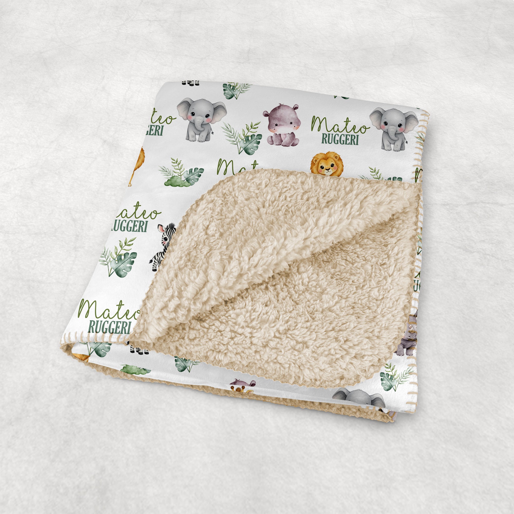 Personalized Blanket in Safari Animal