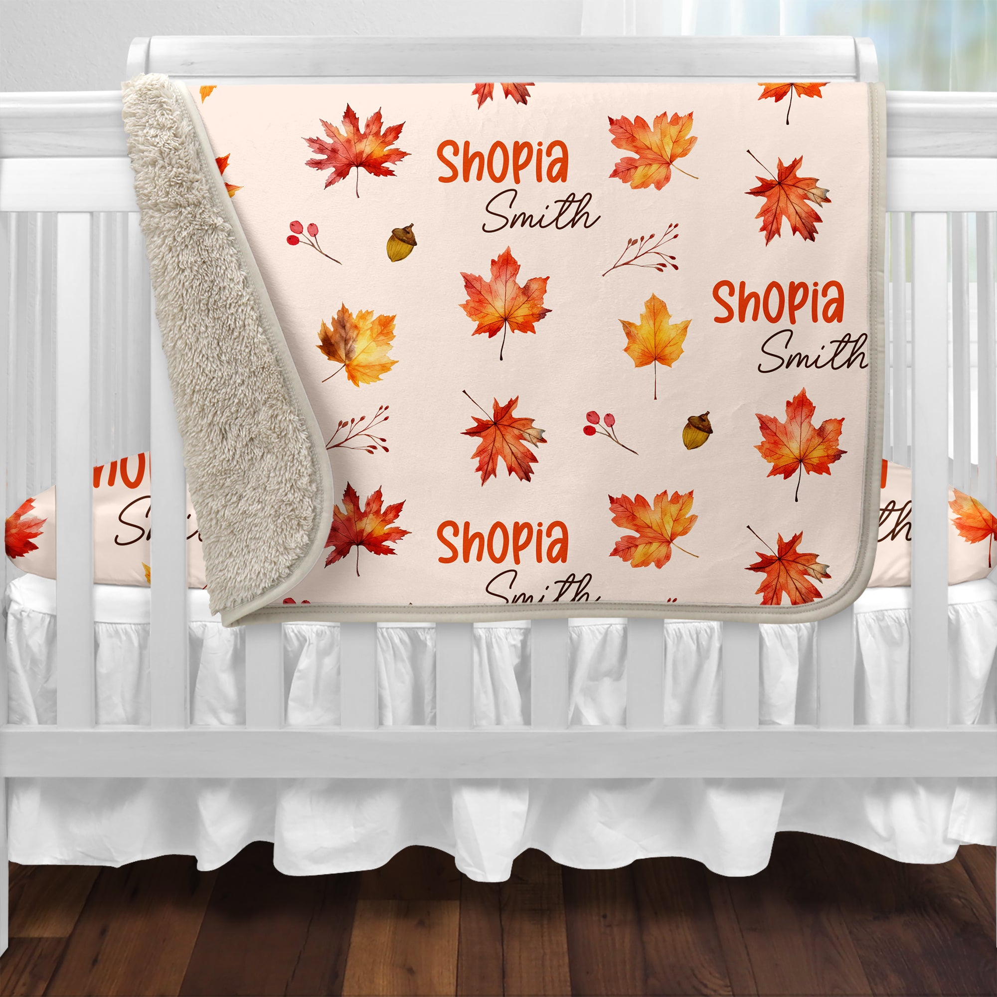 Personalized Blanket in Autumn Leaves