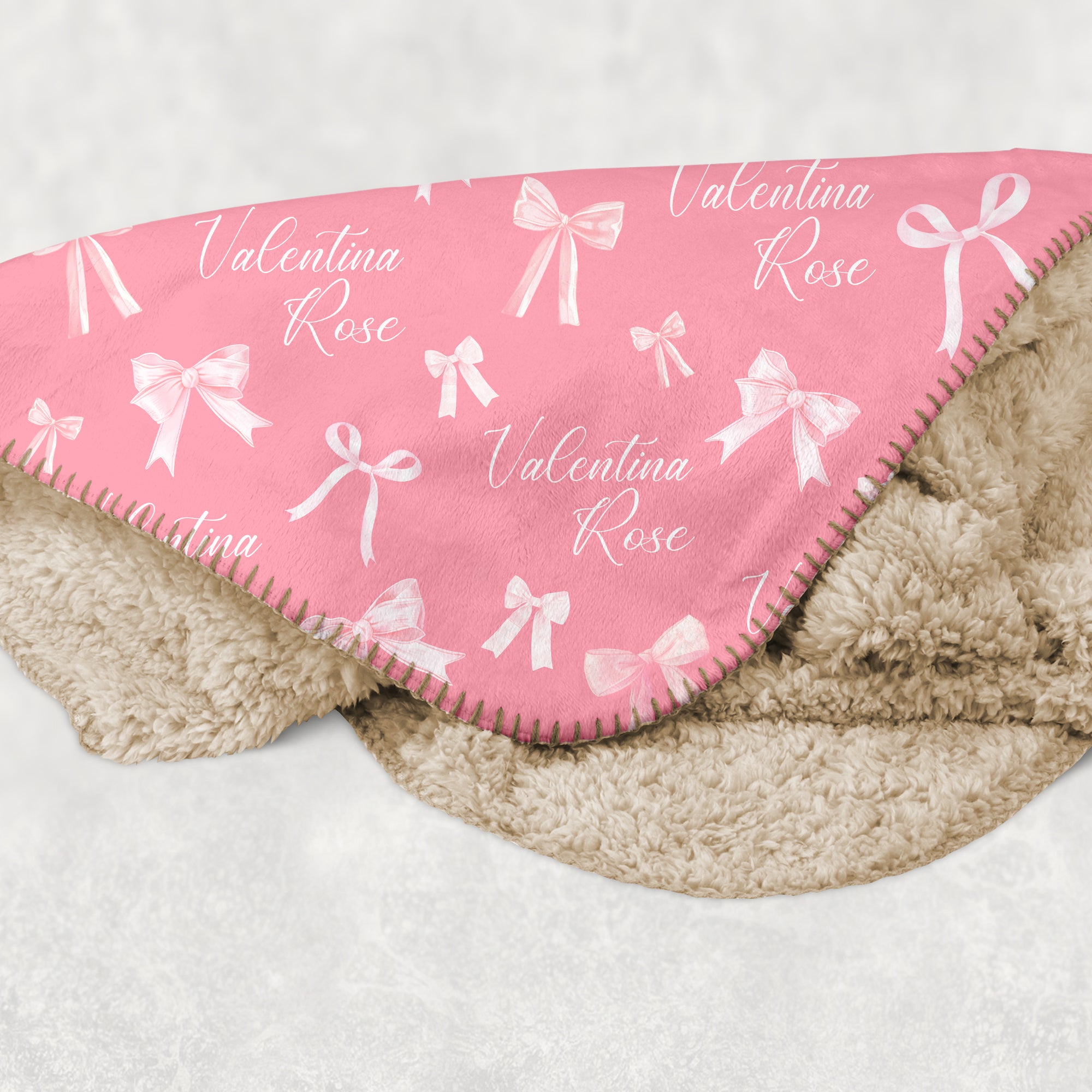 Personalized Blanket in Pink Coquette Bow
