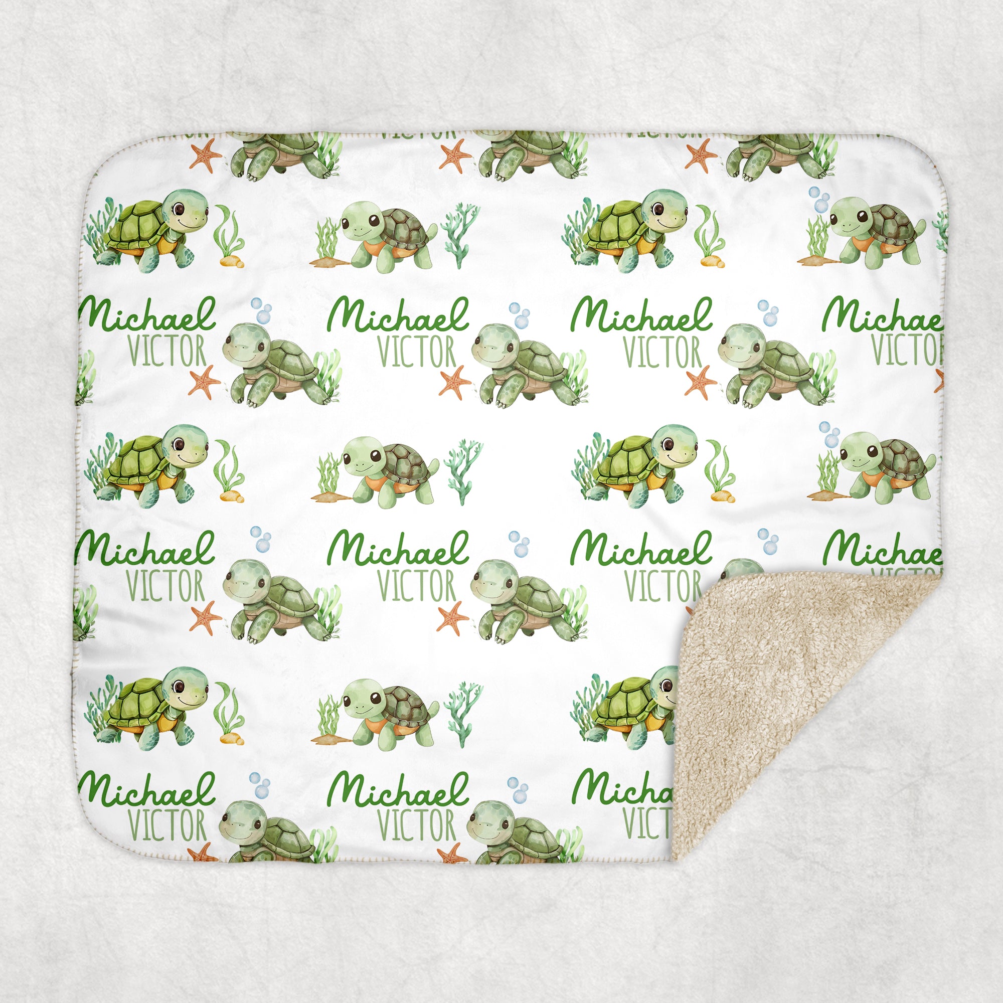 Personalized Blanket in Sea Turtle