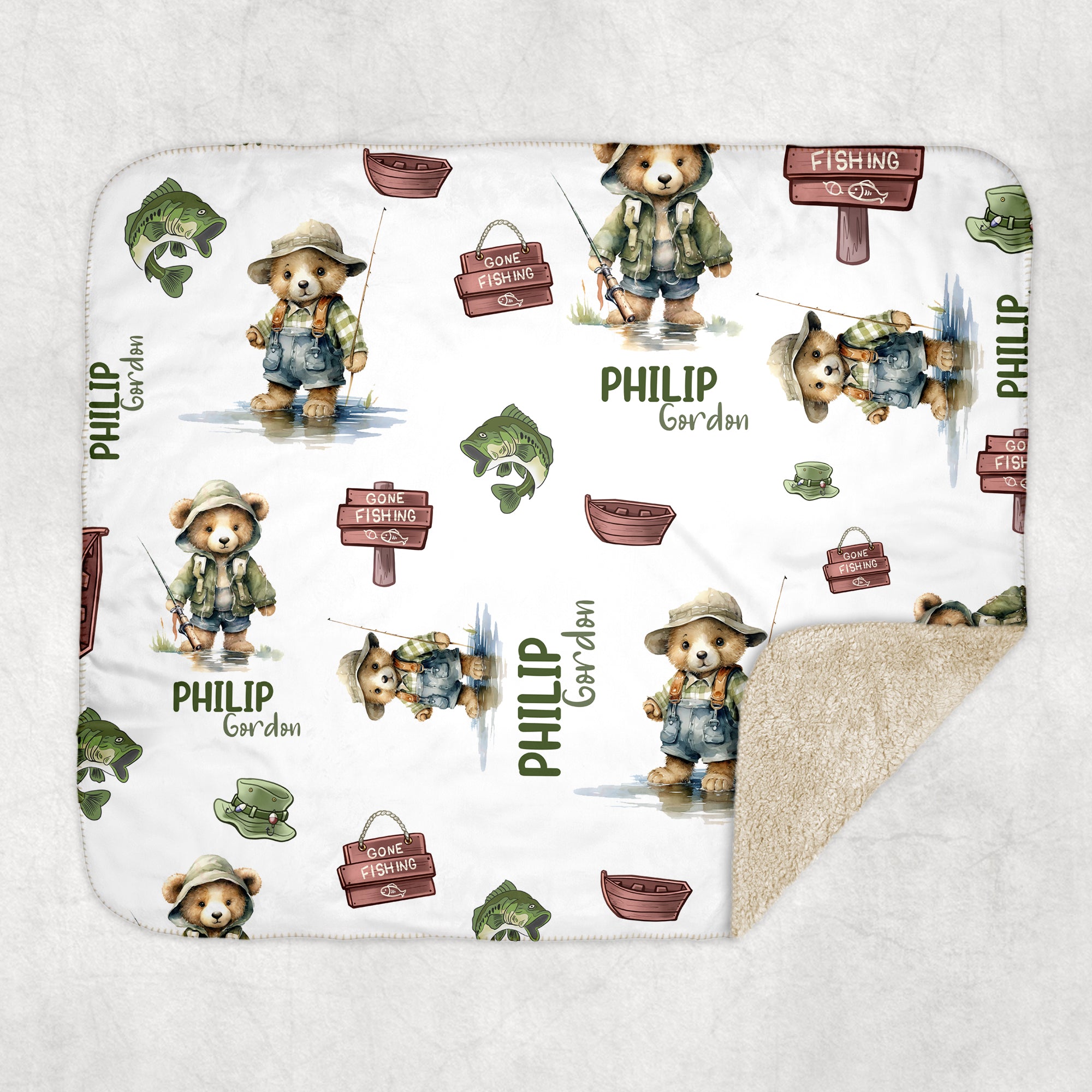 Personalized Blanket in Bear Fishing
