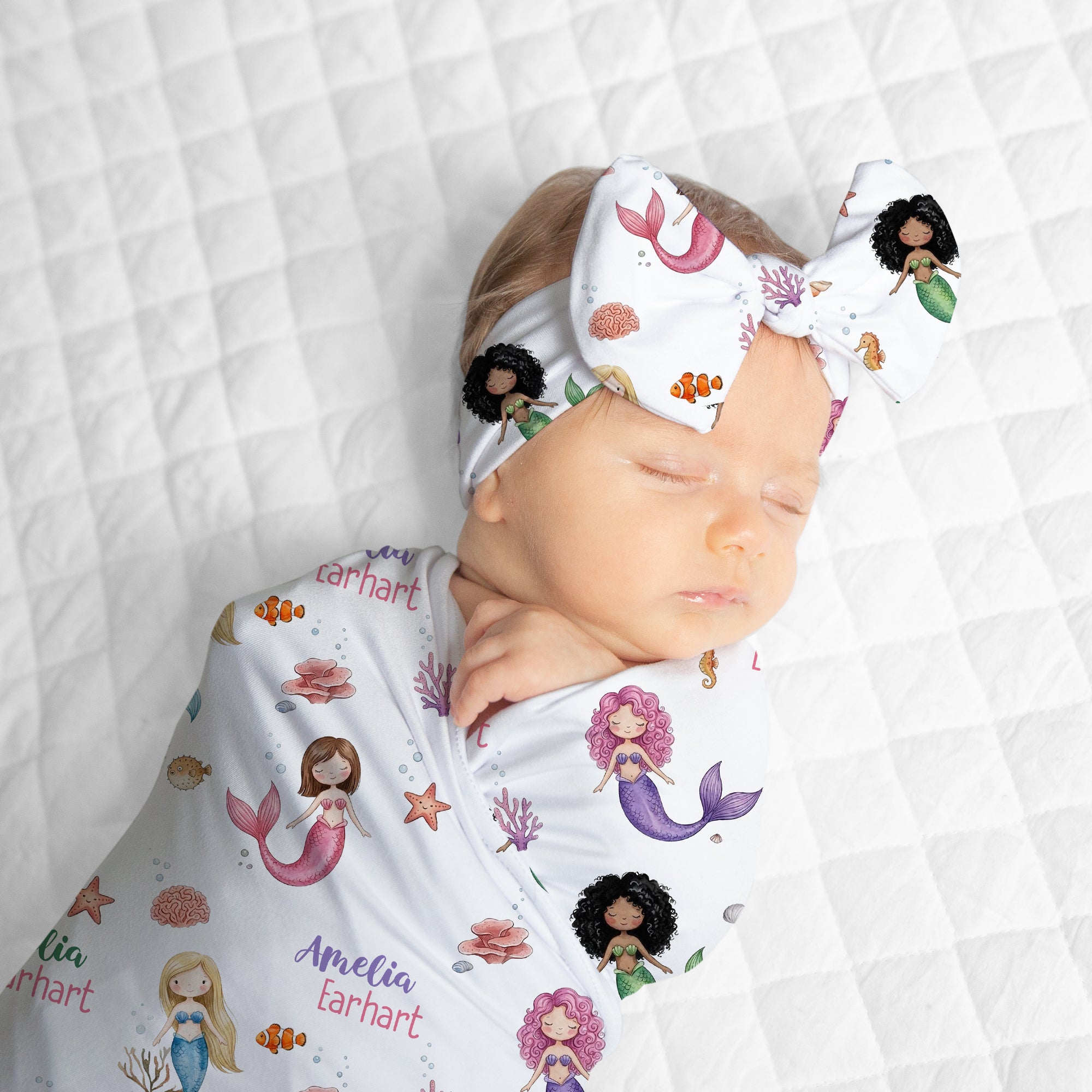 Personalized Bow Headband in Little Mermaid