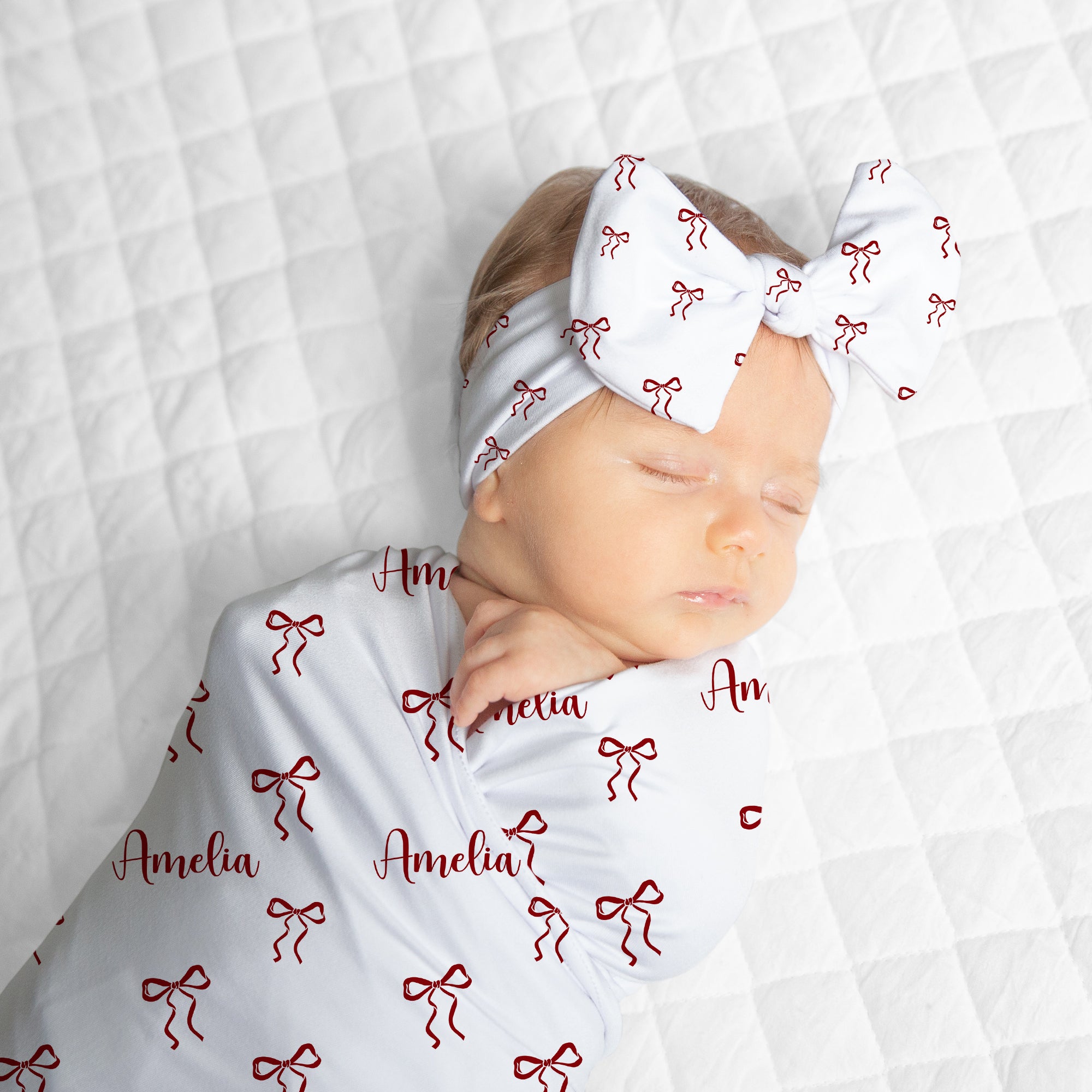 Personalized Bow Headband in Coquette Ribbon