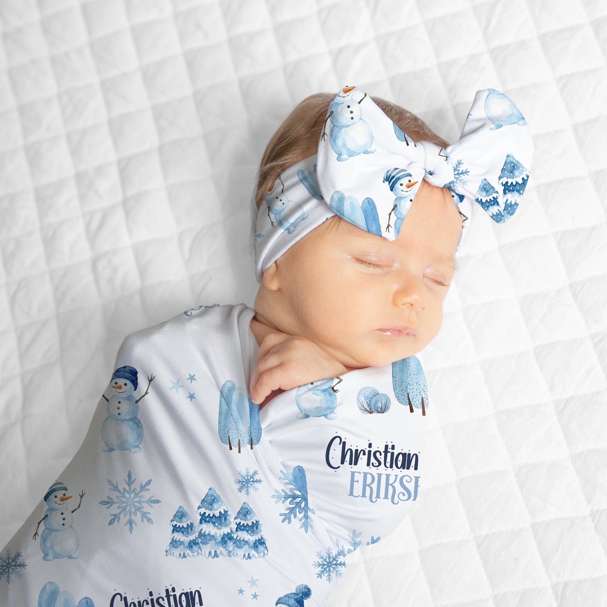 Personalized Bow Headband in Snowman