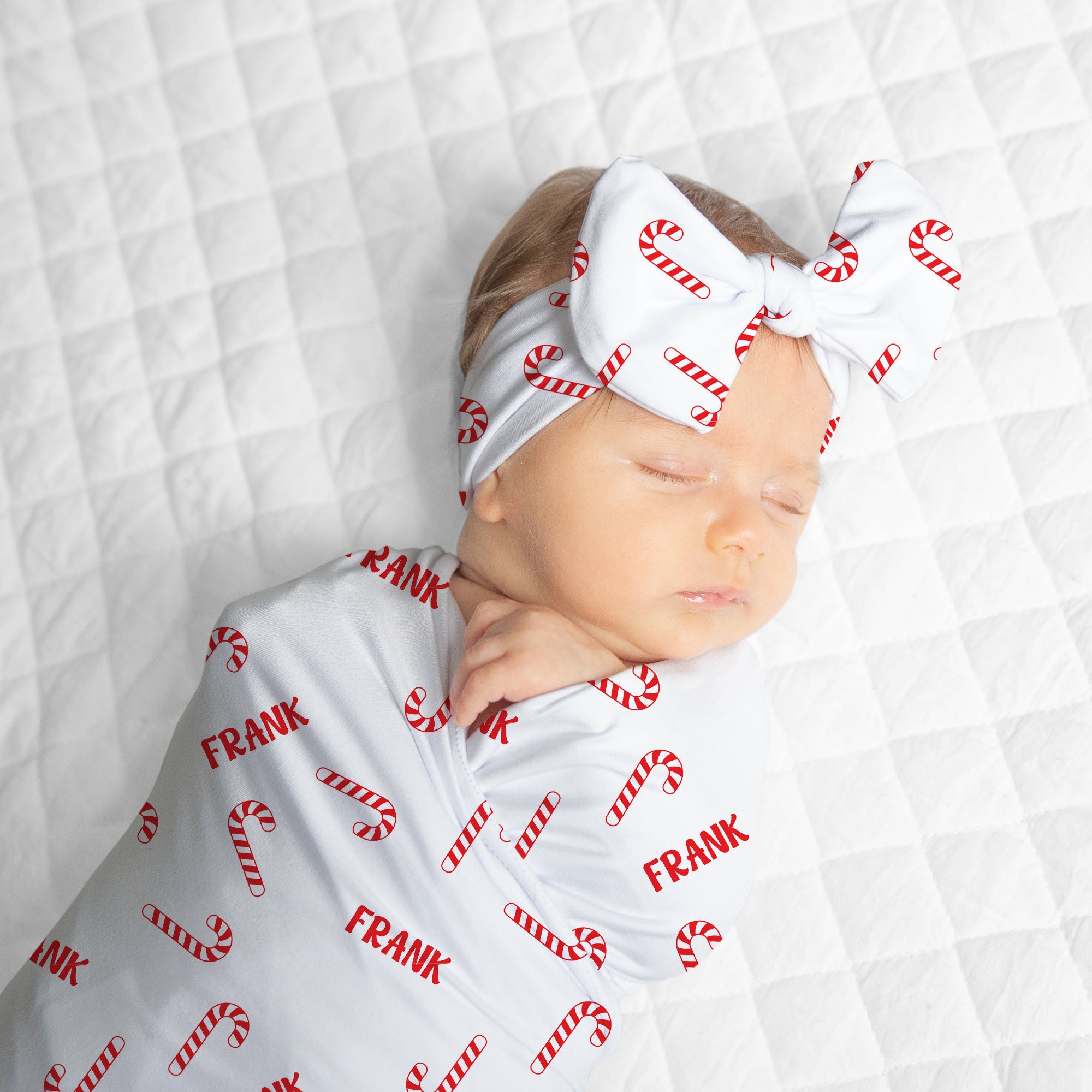 Personalized Bow Headband in Candy Cane