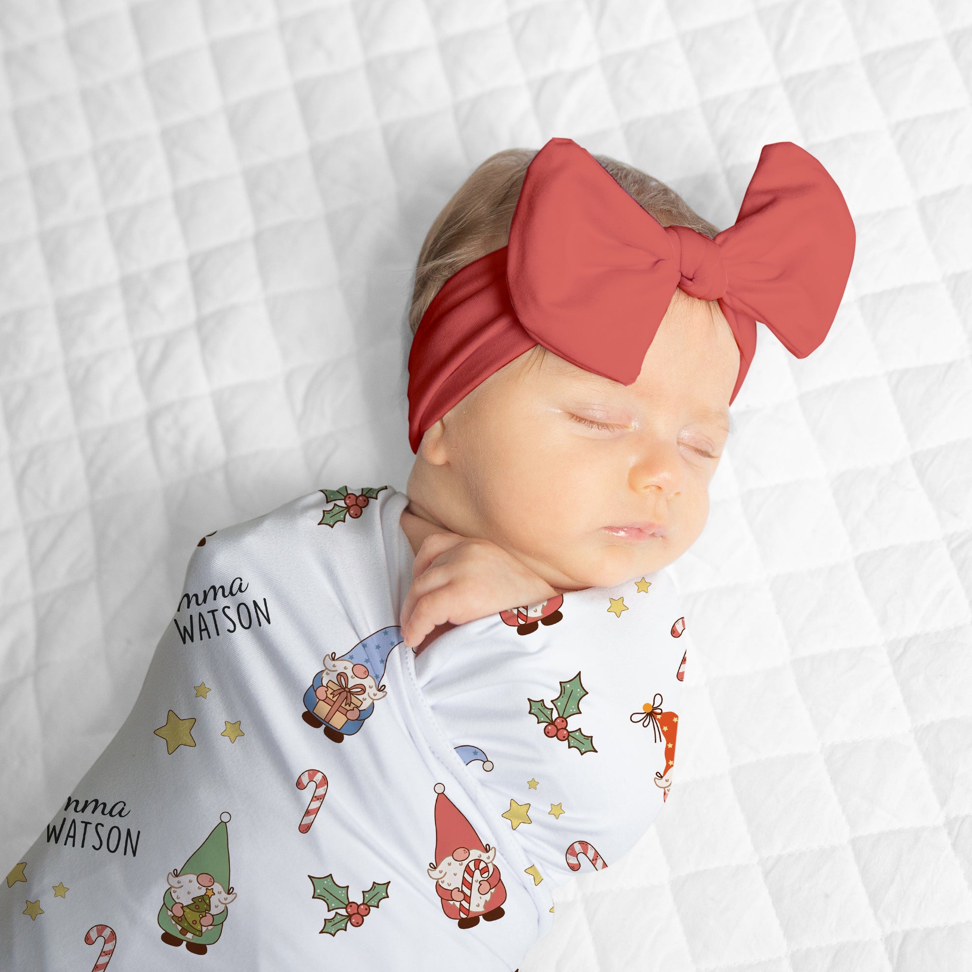 Personalized Bow Headband in Coral Clay