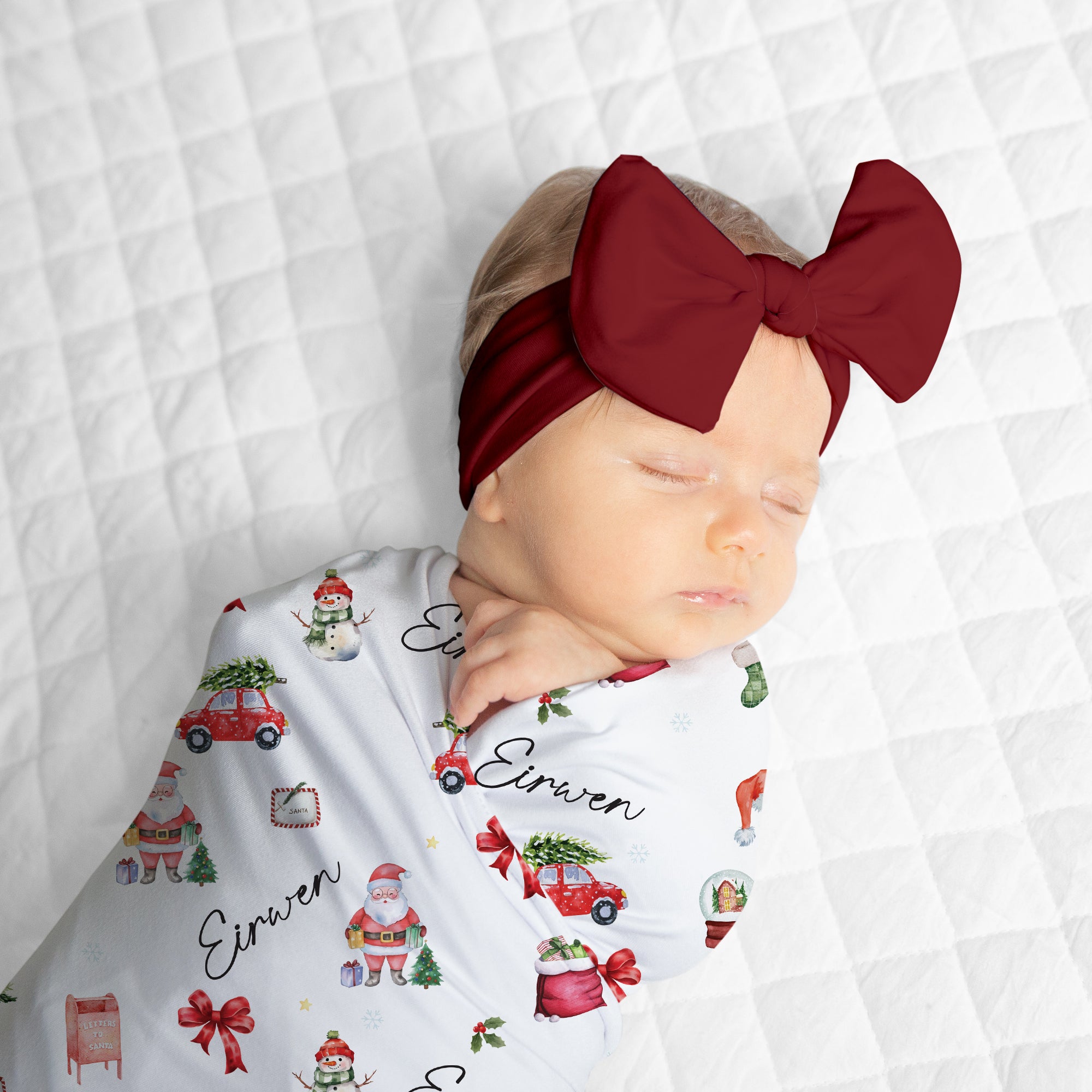 Personalized Bow Headband in Brick Red