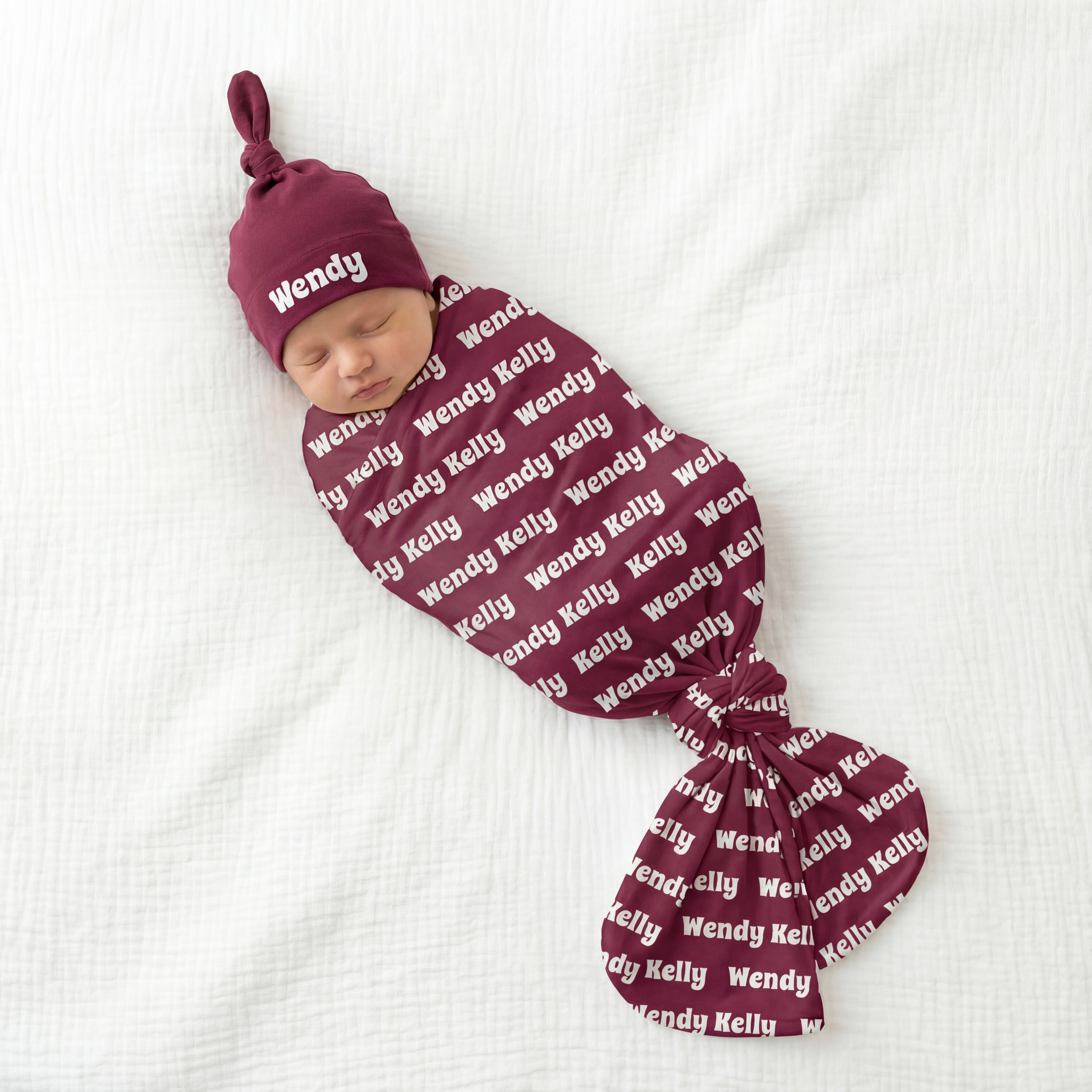 Personalized Swaddle Bubble Font in Wine