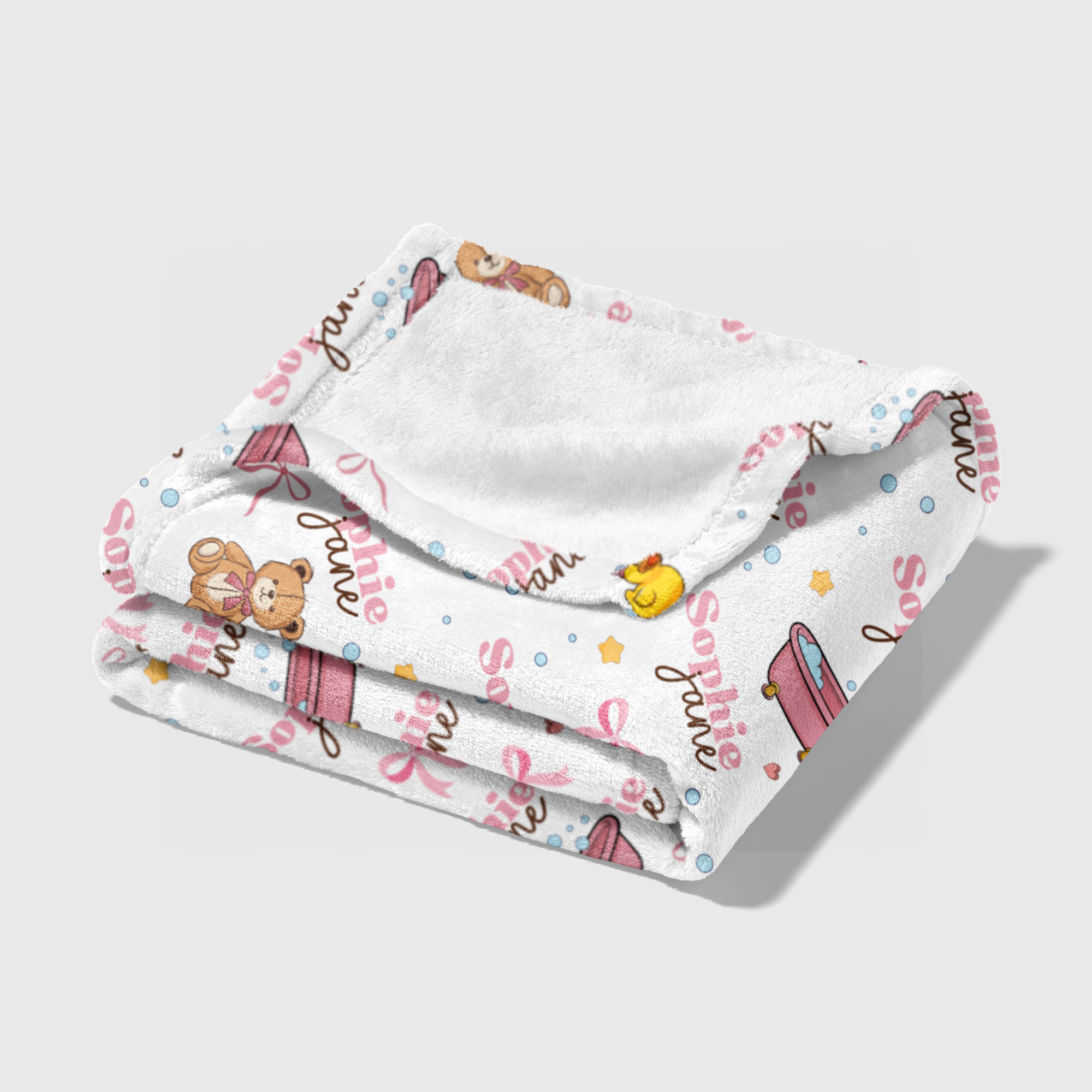 Personalized Blanket in Bathtime Besties