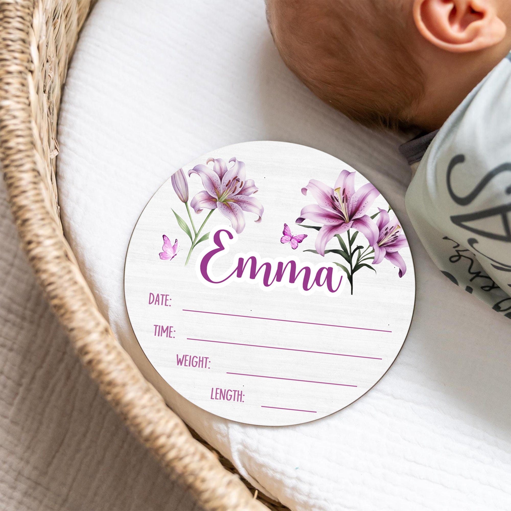 Personalized Wood Sign in Purple Lilys