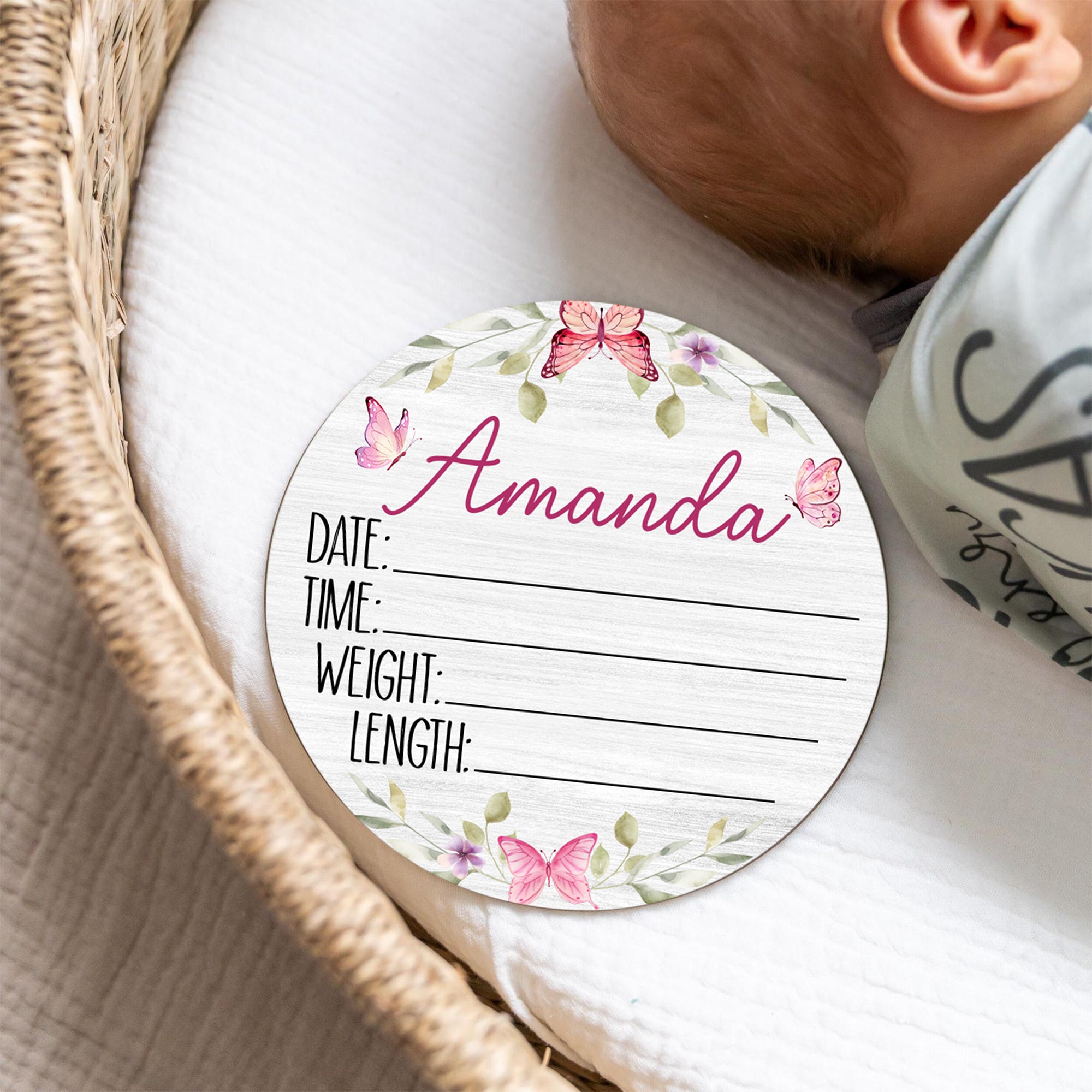 Pink Butterfly Personalized Wood Sign