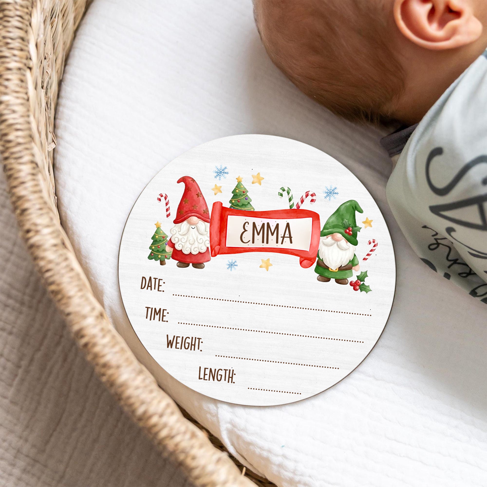 Personalized Wood Sign in Christmas Gnomes