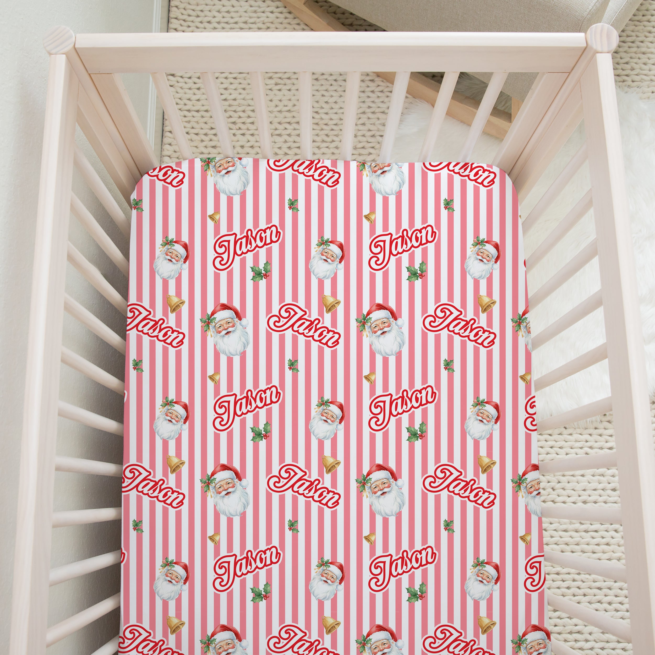 Santa Baby Personalized Crib Sheet