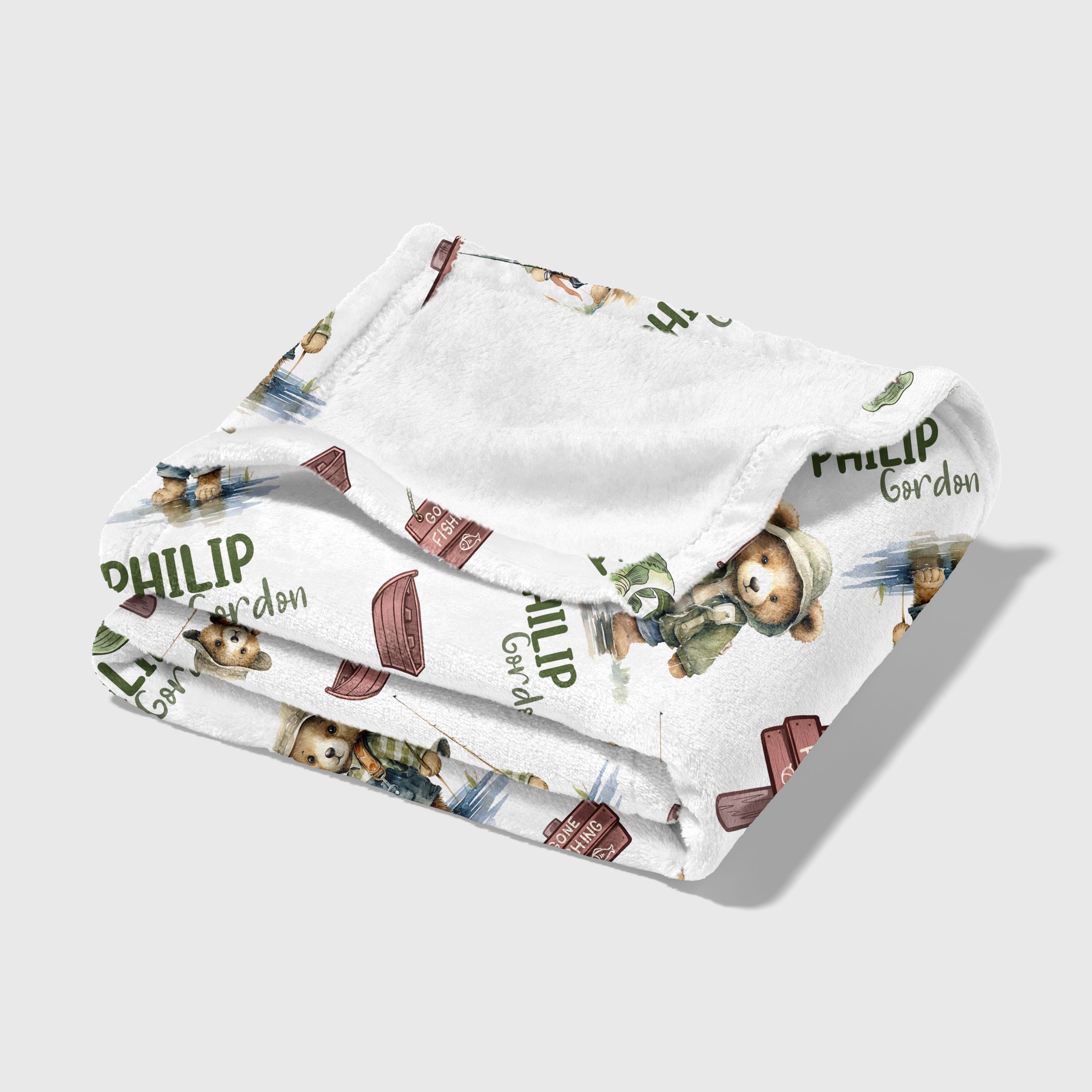 Personalized Blanket in Bear Fishing