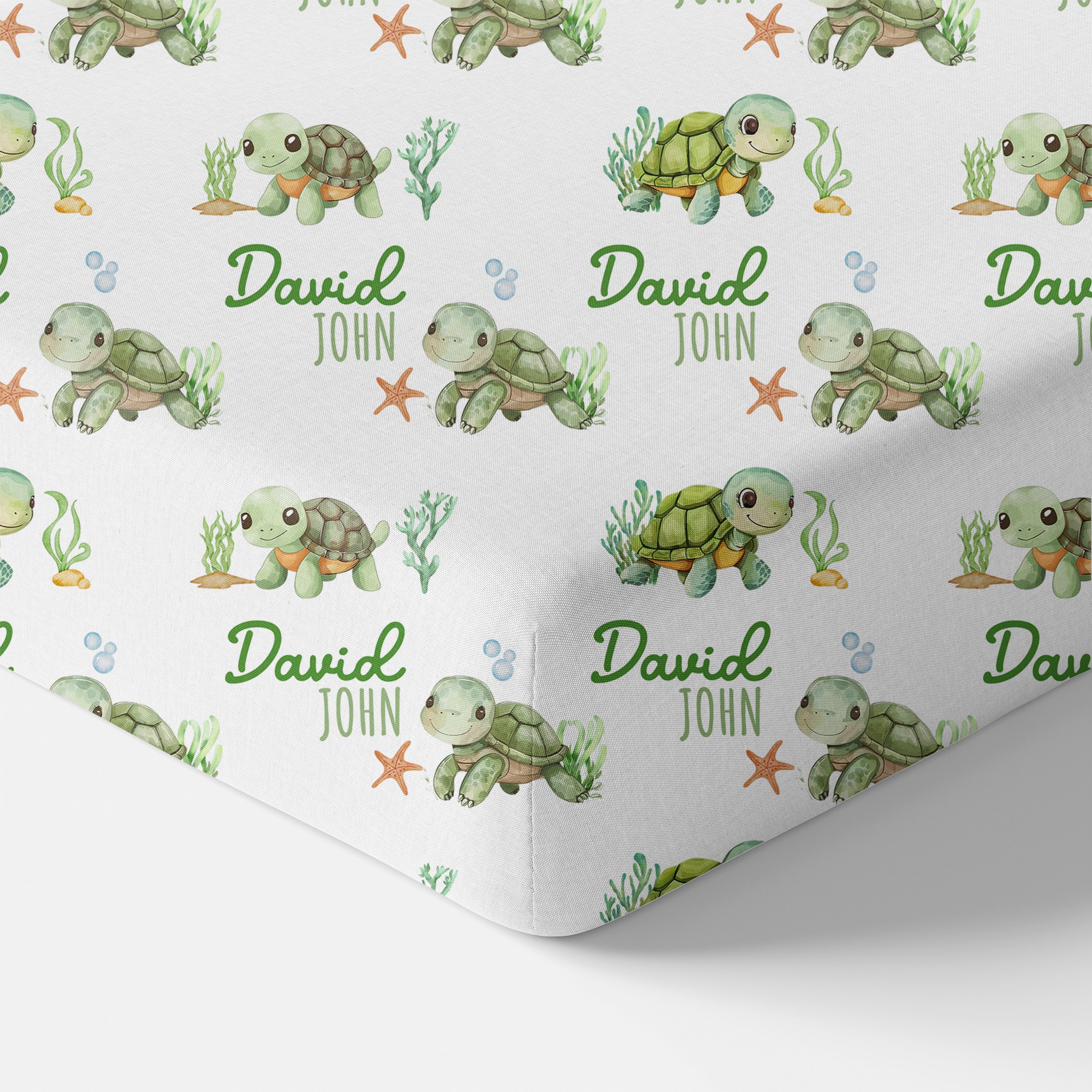 Personalized Crib Sheet in Sea Turtle