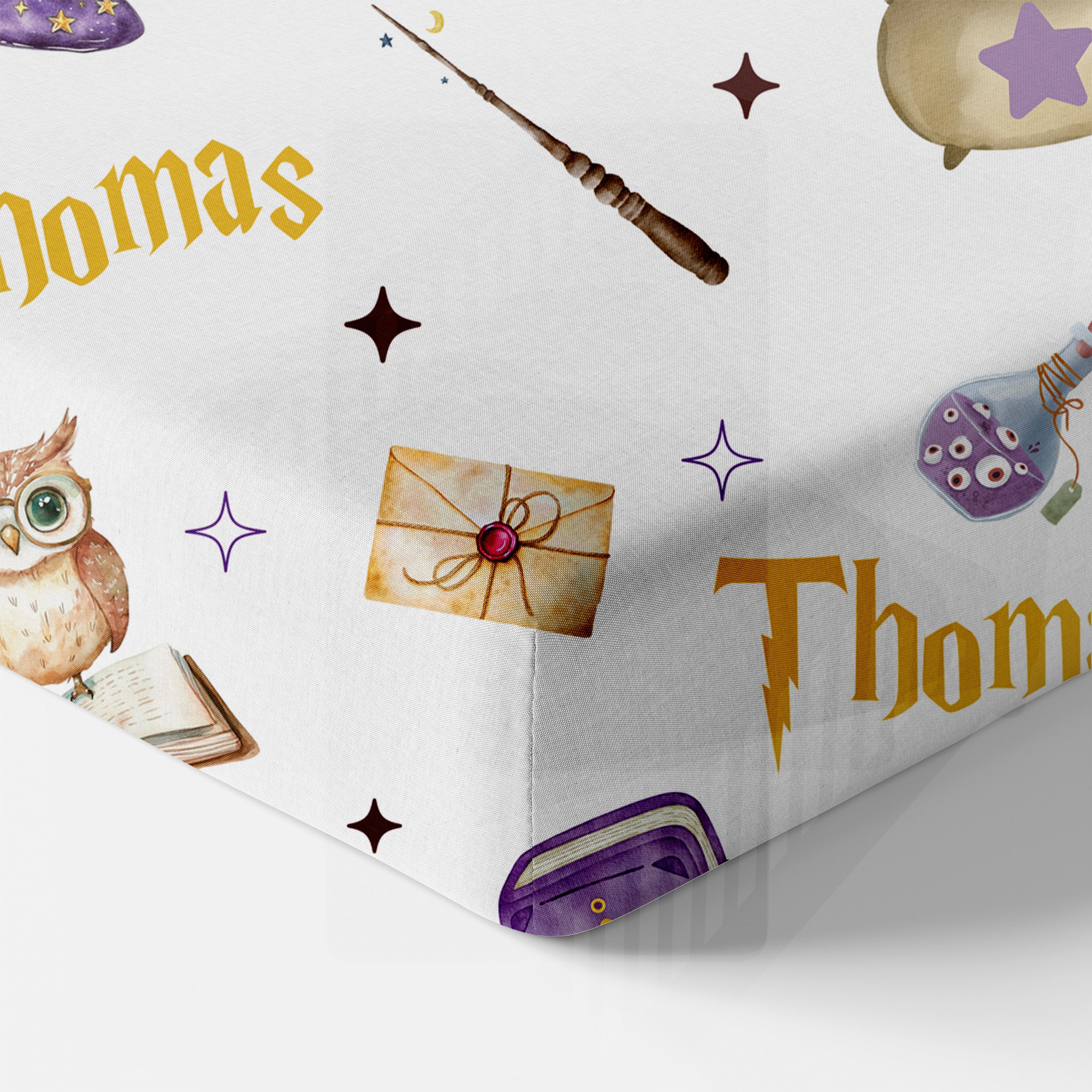 Personalized Crib Sheet in Wizard School