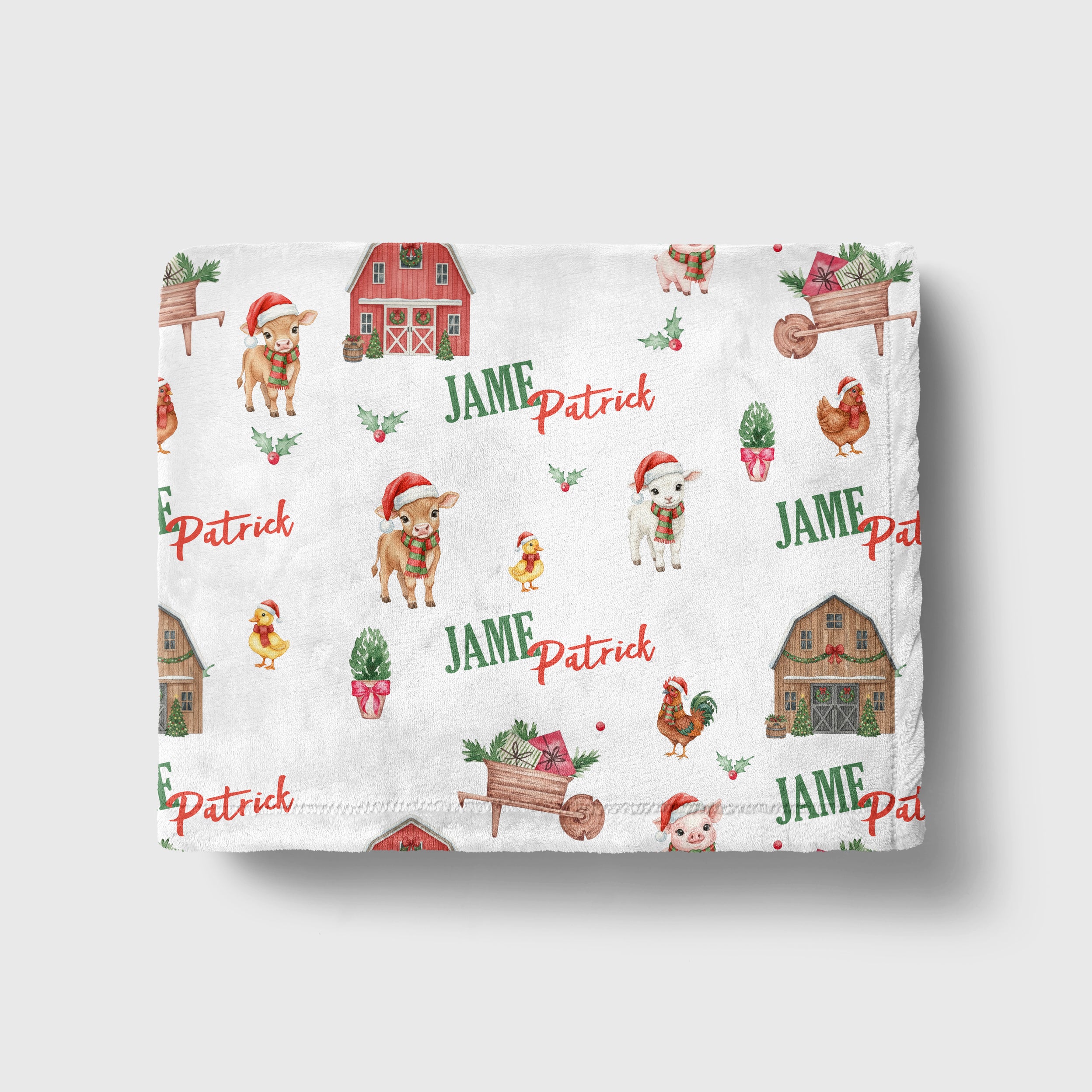 Personalized Blanket in Xmas Farm