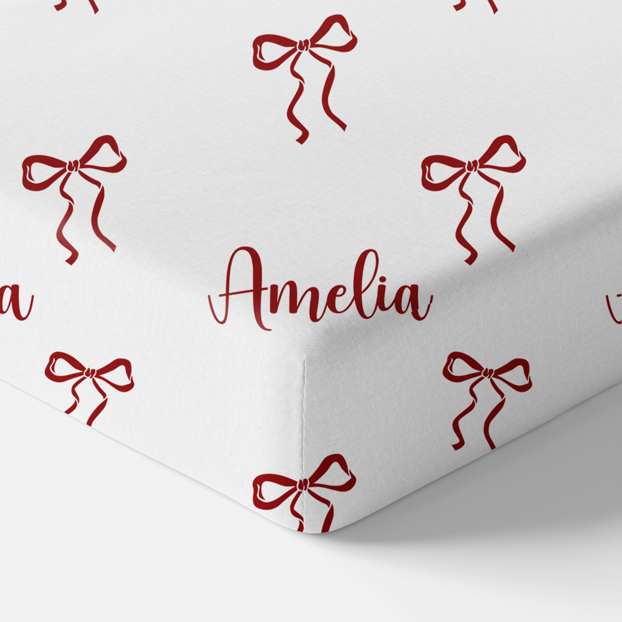 Personalized Crib Sheet in Coquette Ribbon