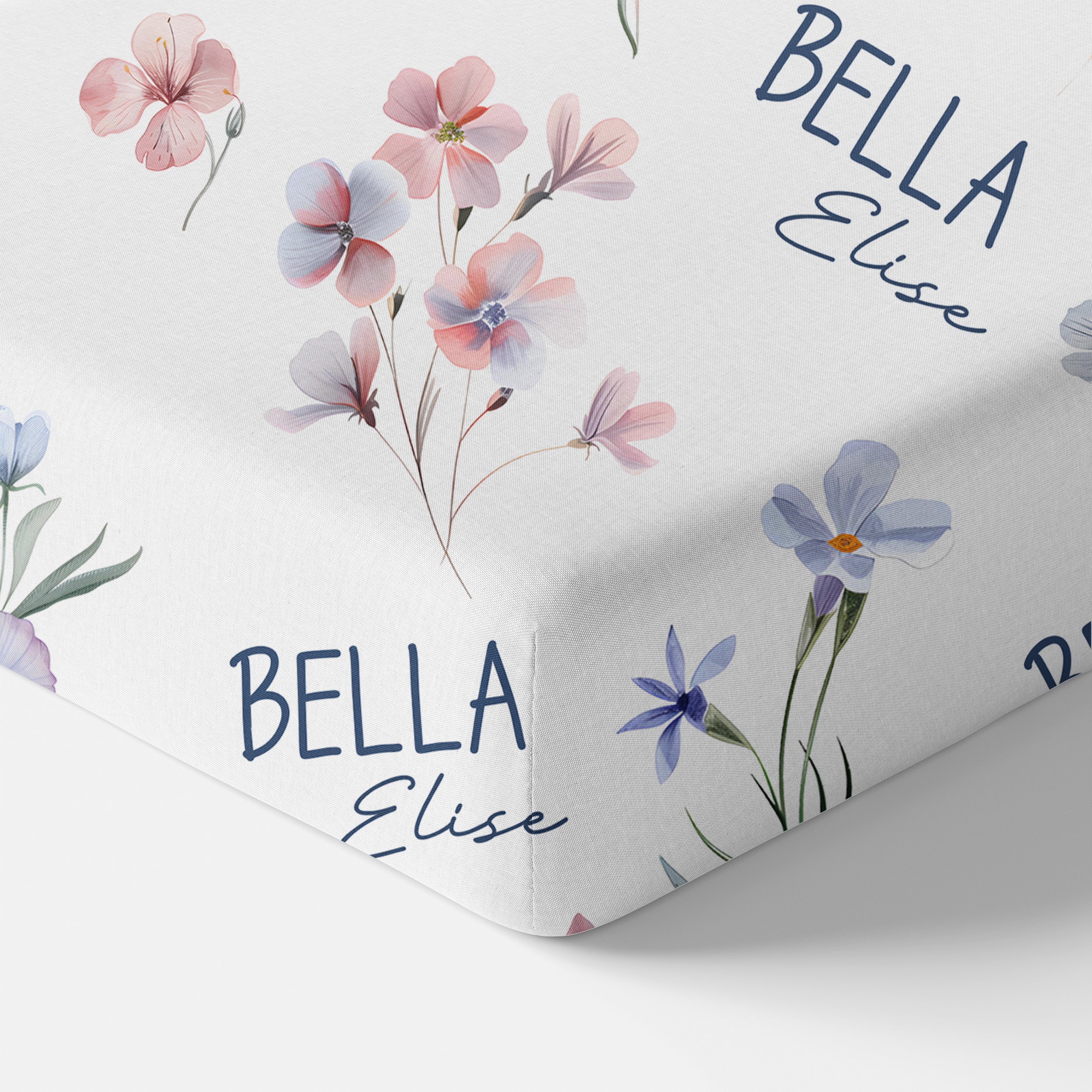 Personalized Crib Sheet in Pretty Wildflower