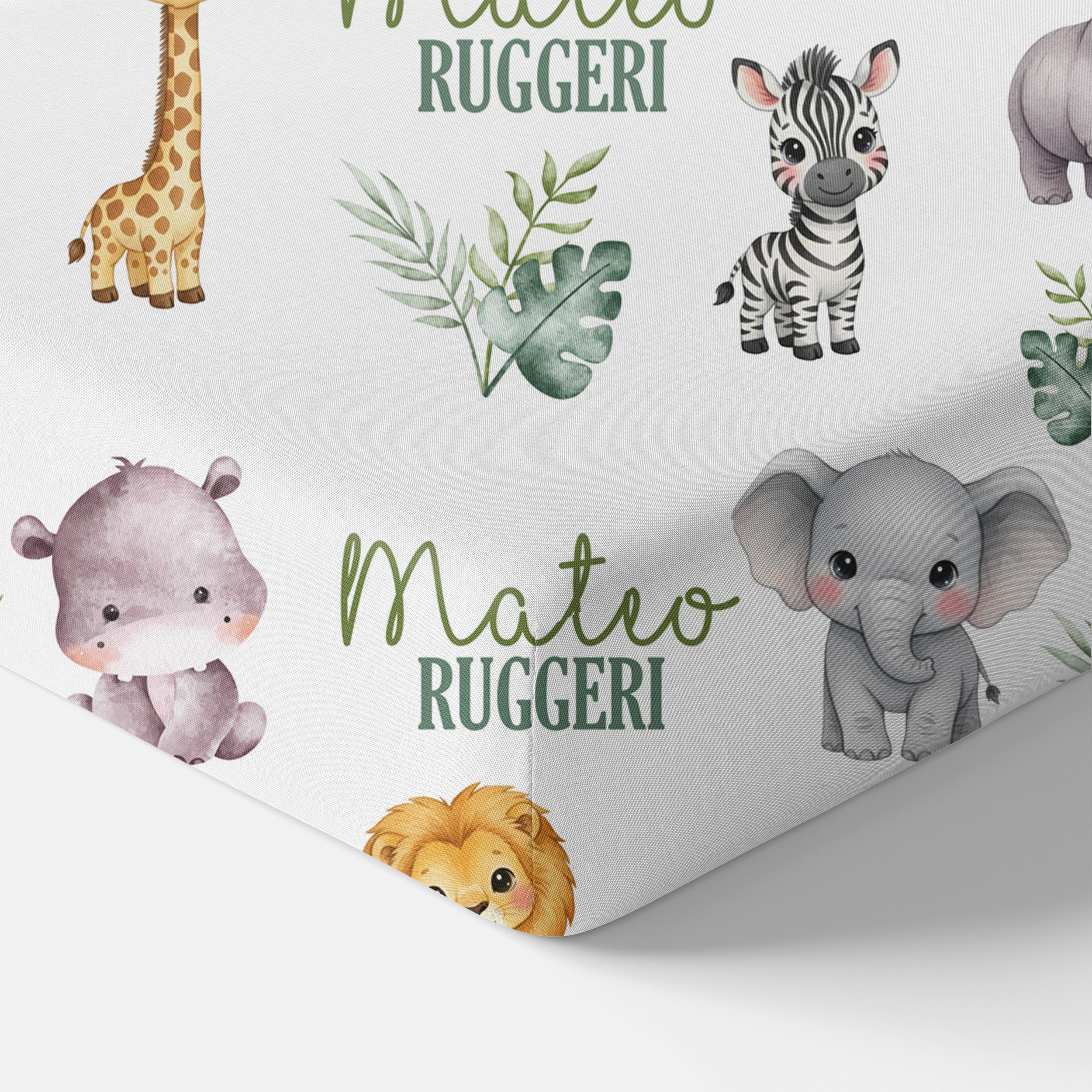 Personalized Crib Sheet in Safari Animal
