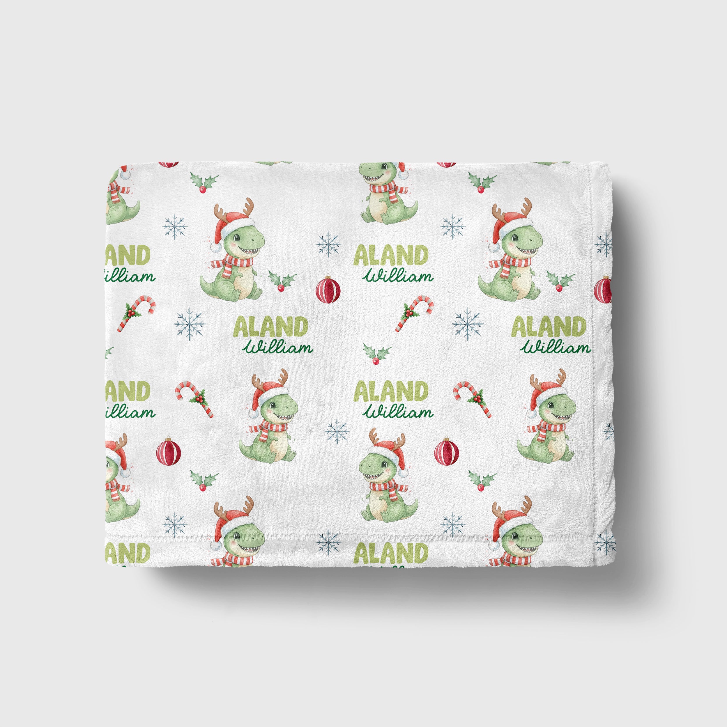 Personalized Blanket in Dinosaur's Christmas