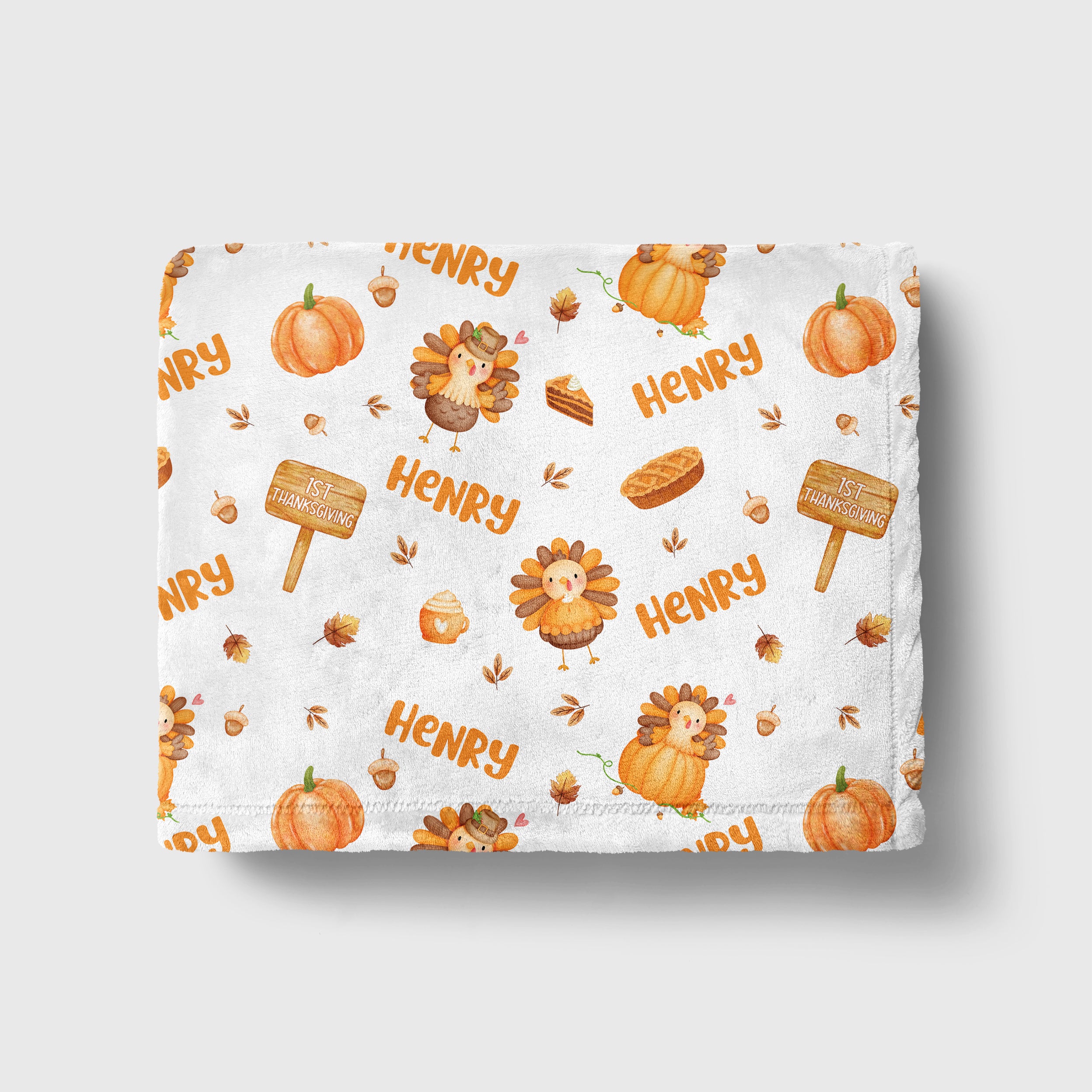 Personalized Blanket in Babe's 1st Thanks Giving