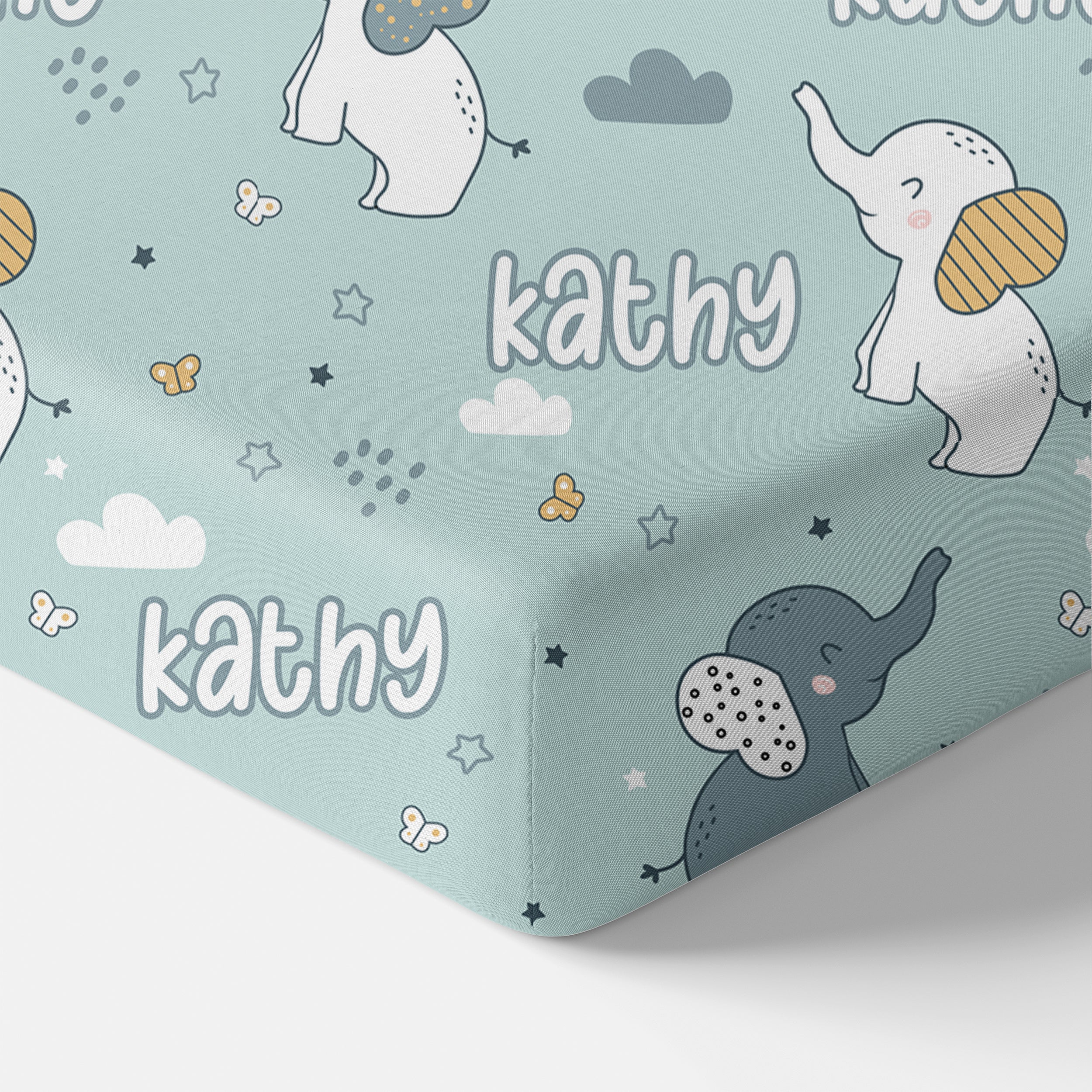 Personalized Crib Sheet in Elephant