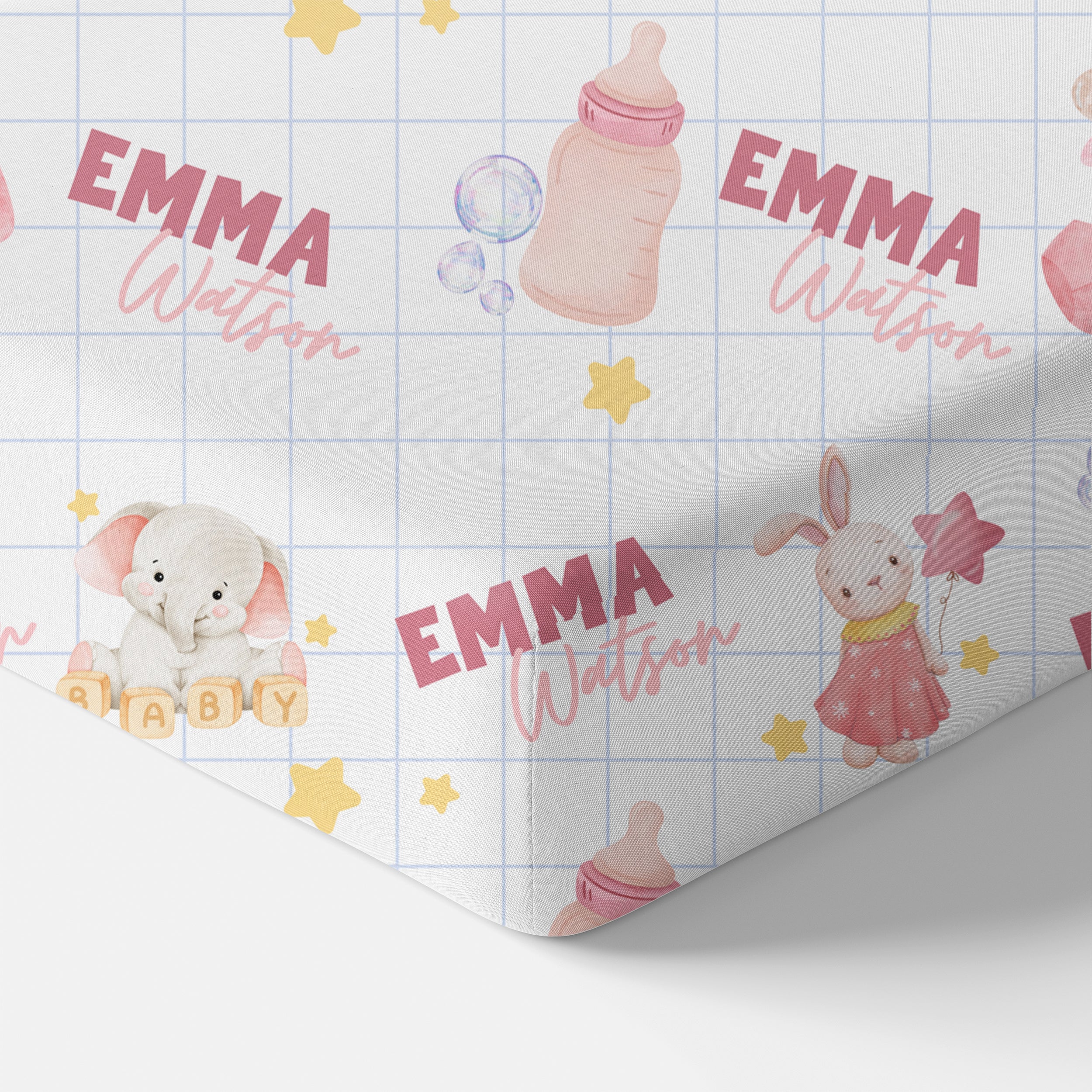 Personalized Crib Sheet in Pink Milk Drunk