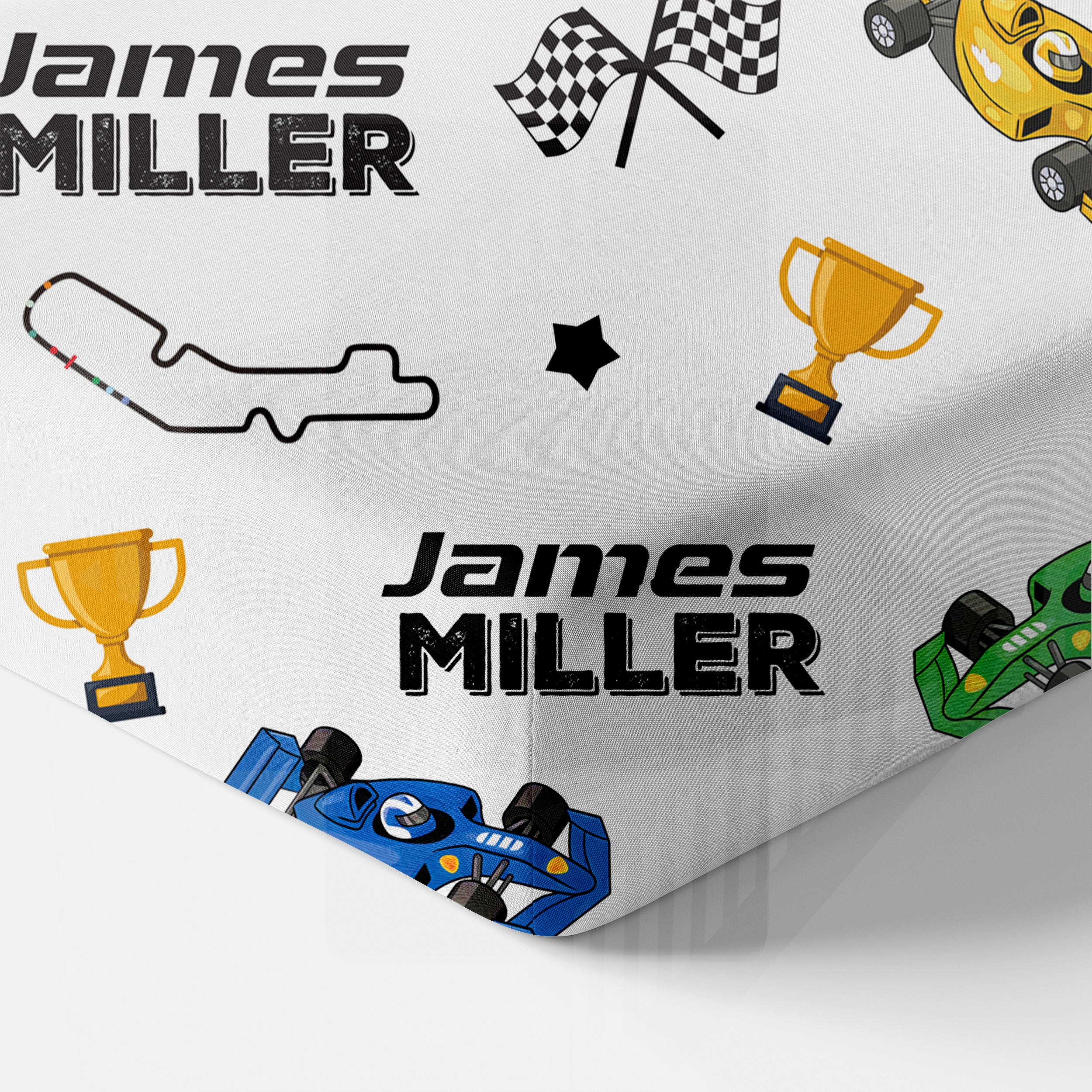 Personalized Crib Sheet in Pit Crew