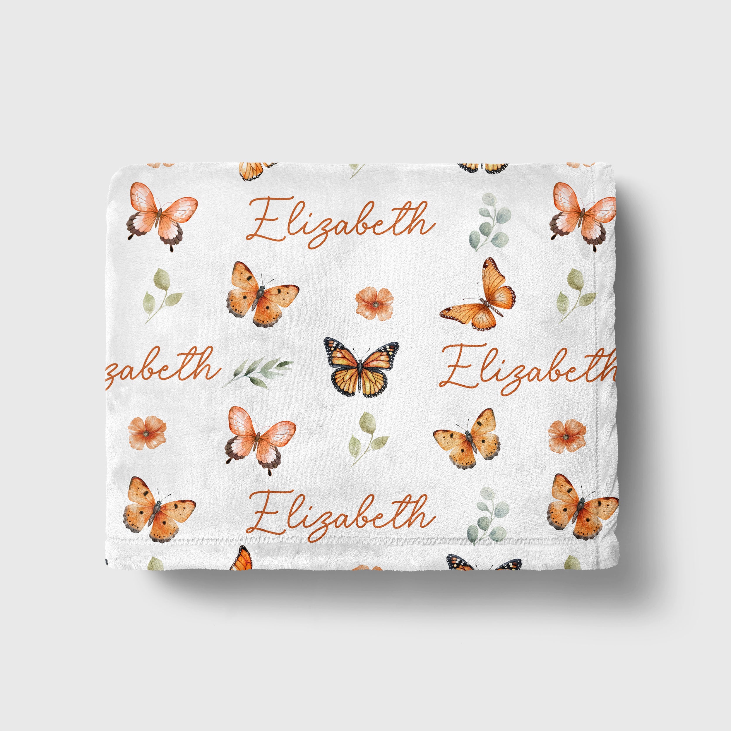 Personalized Blanket in Orange Butterfly
