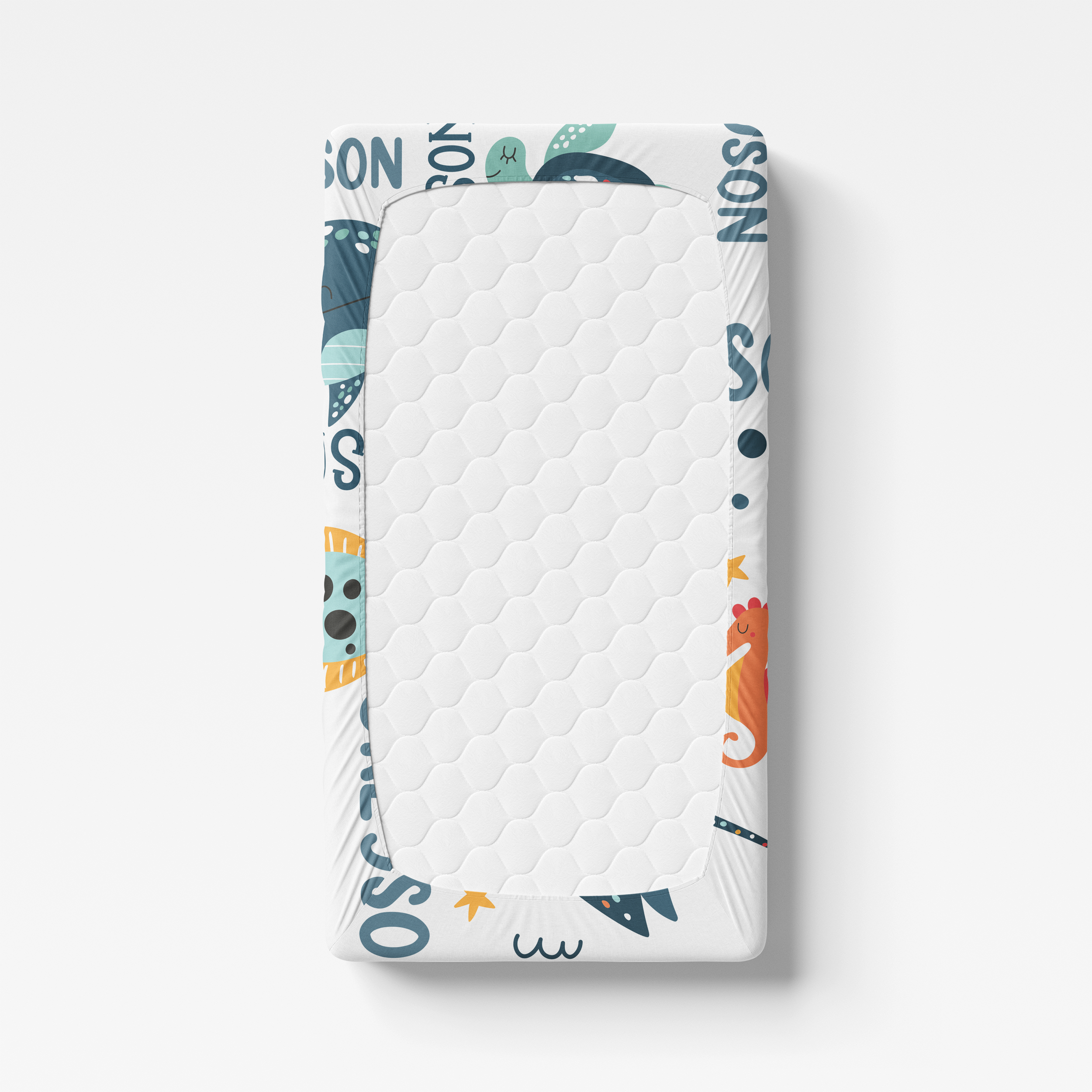 Personalized Crib Sheet in Ocean Animals