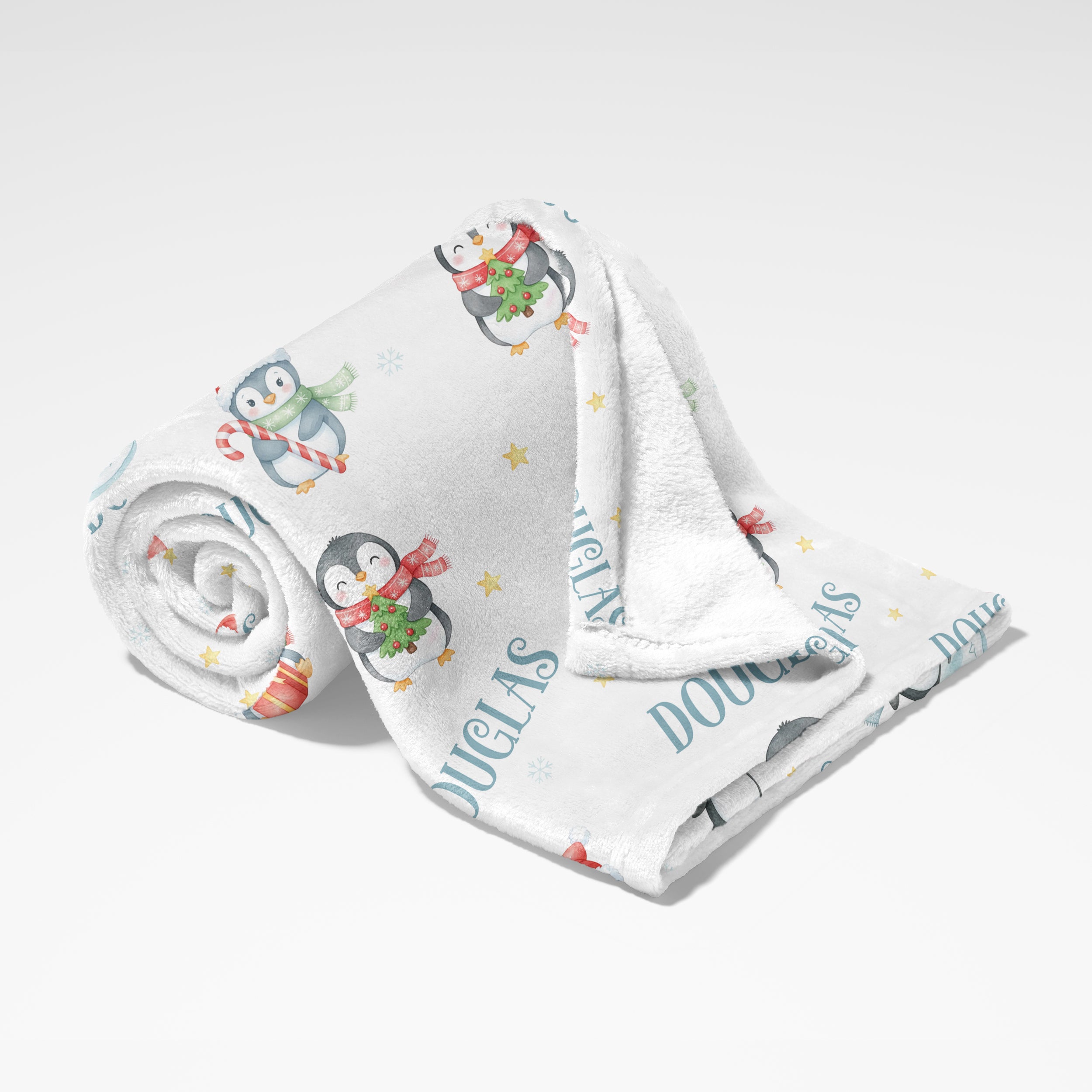 Personalized Blanket in Snow Penguin