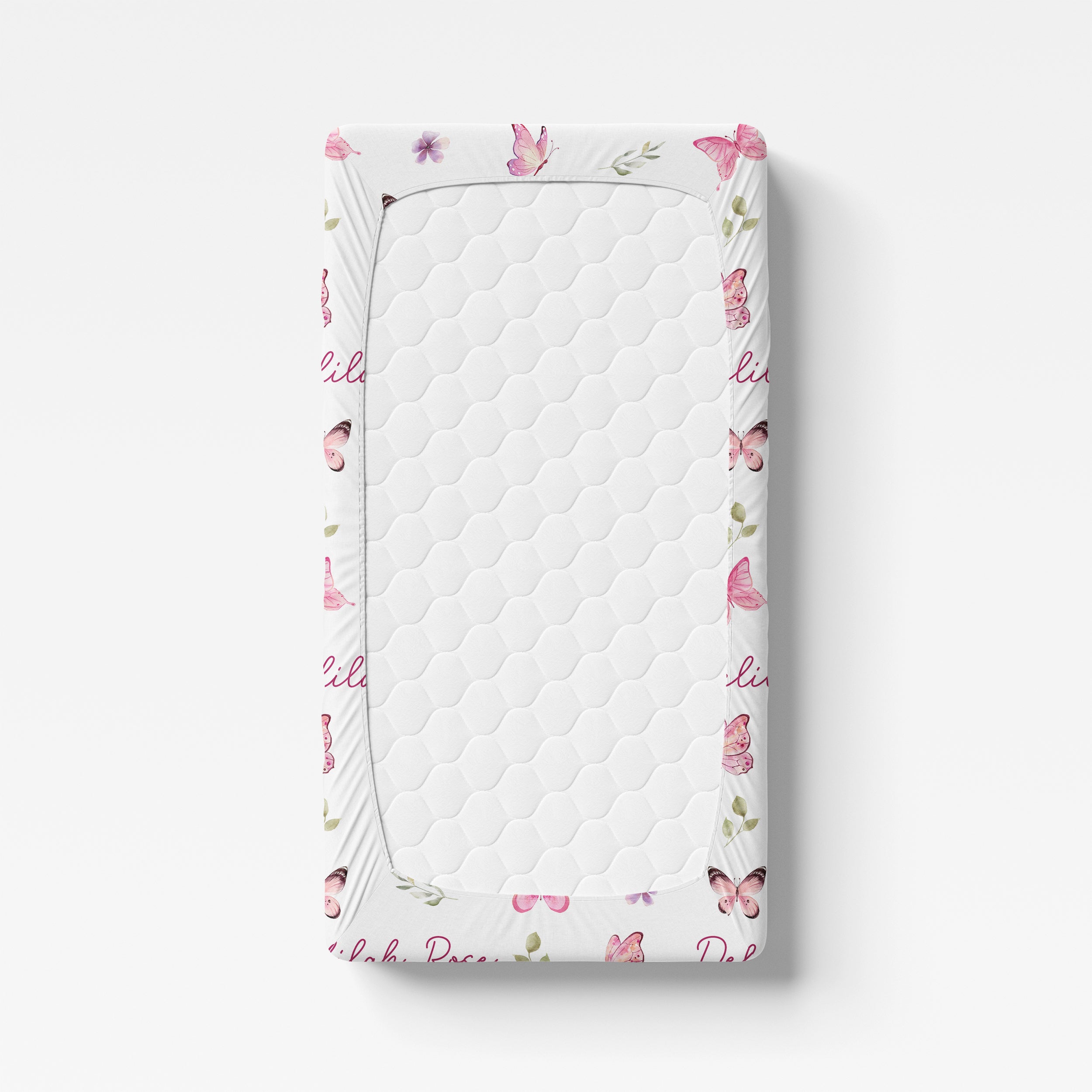 Personalized Crib Sheet in Pink Butterfly