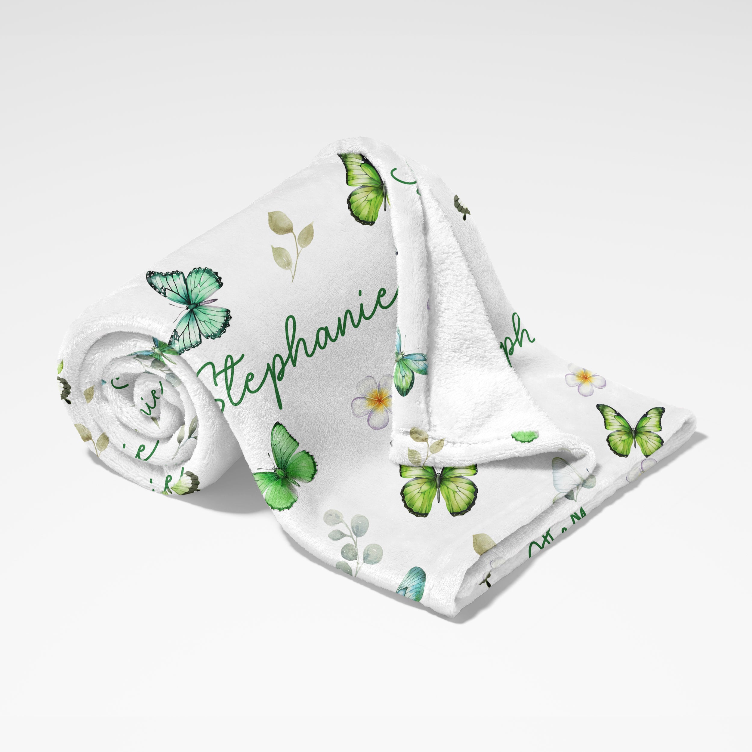 Personalized Blanket in Green Butterfly