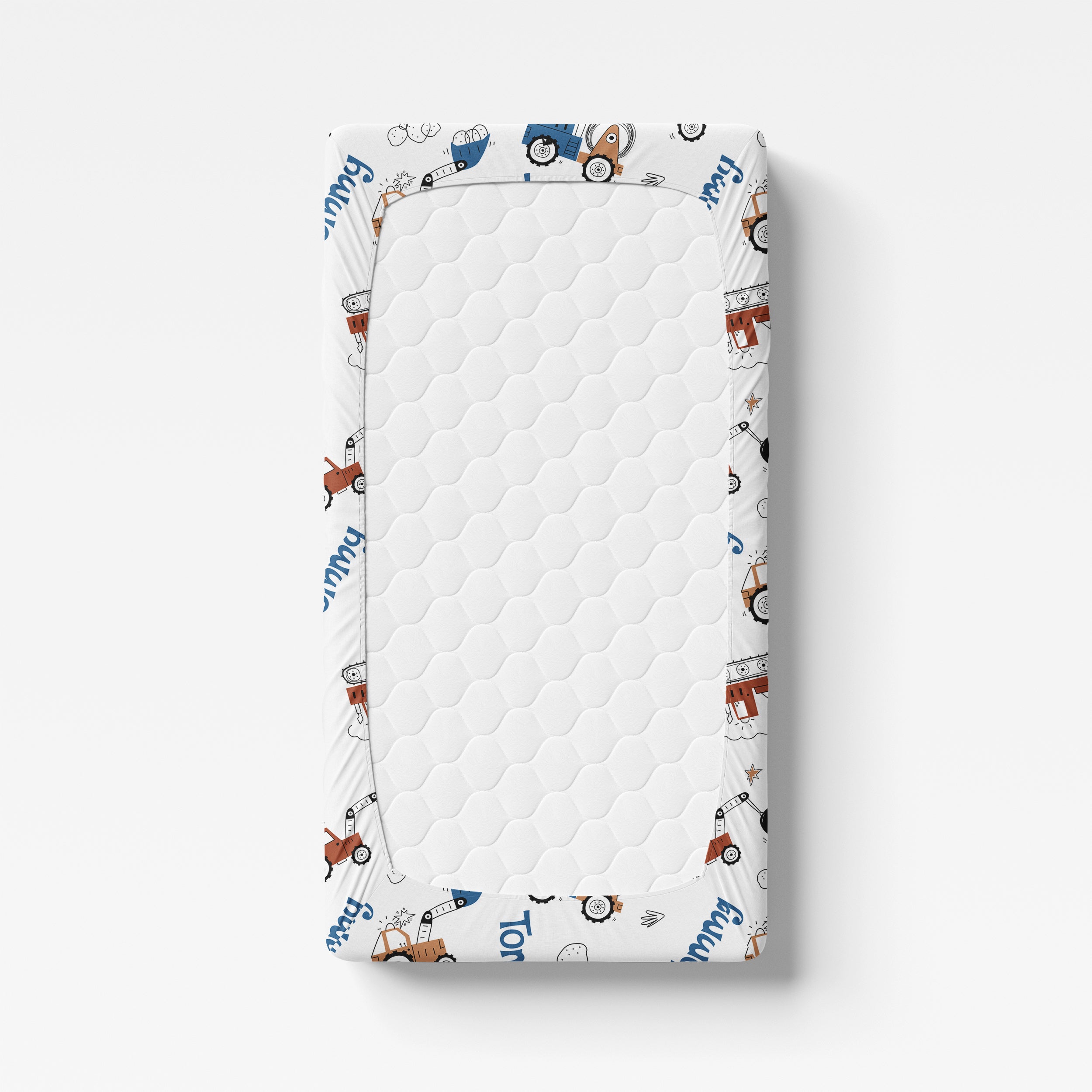 Personalized Crib Sheet in Construction Vehicle