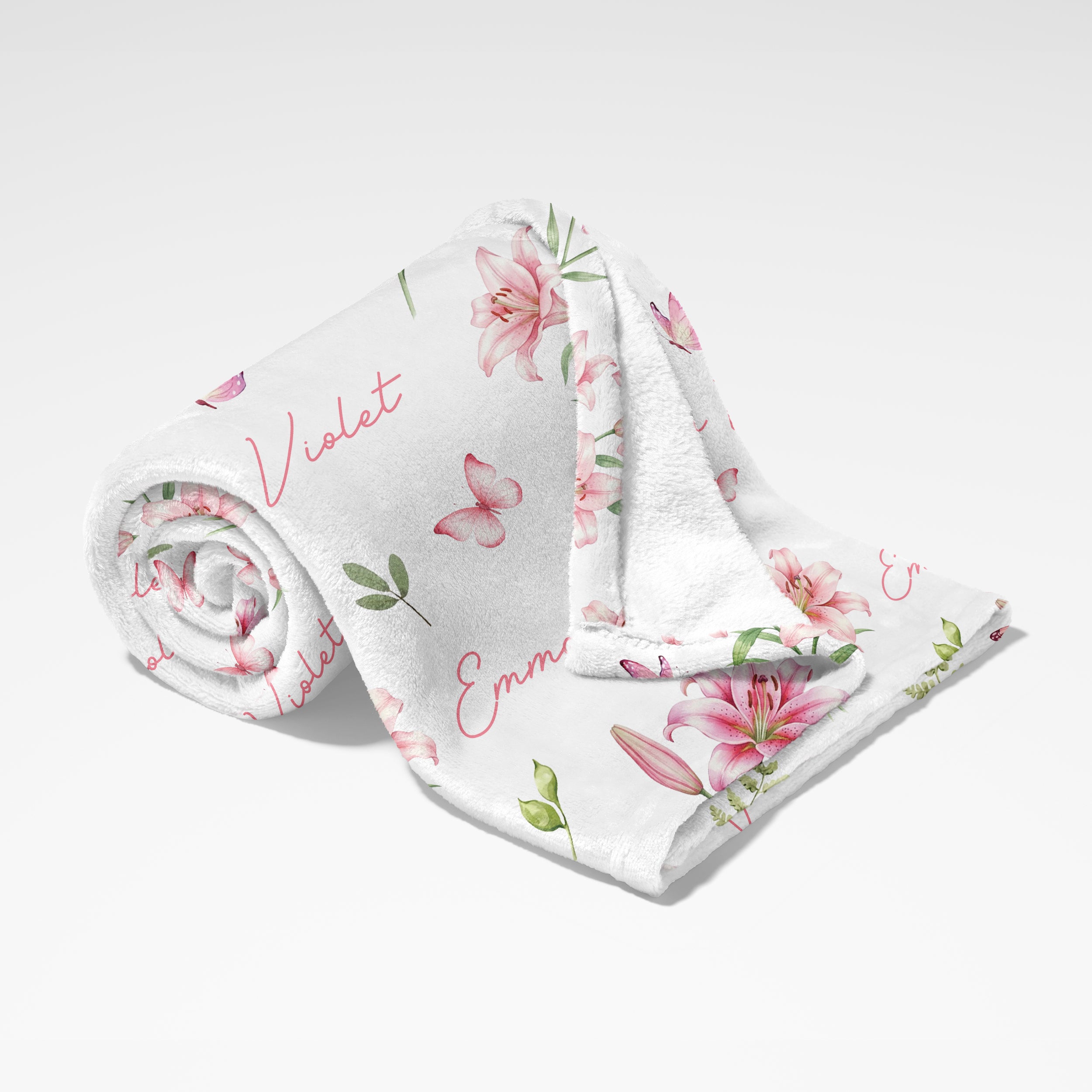 Personalized Blanket in Pink Lilys