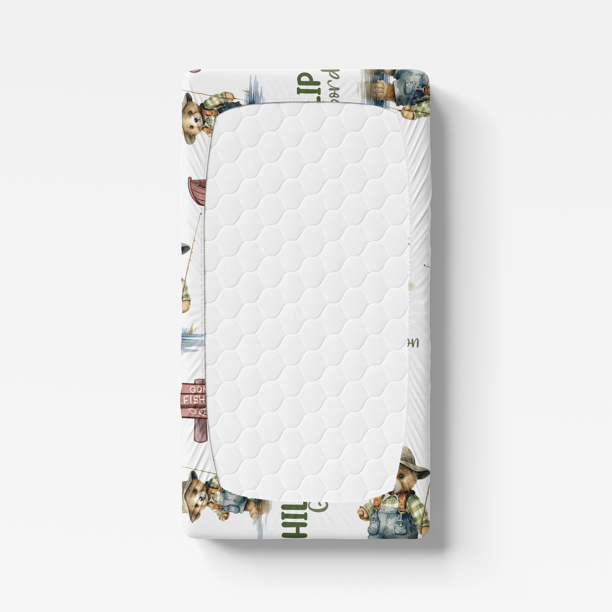 Personalized Crib Sheet in Bear Fishing