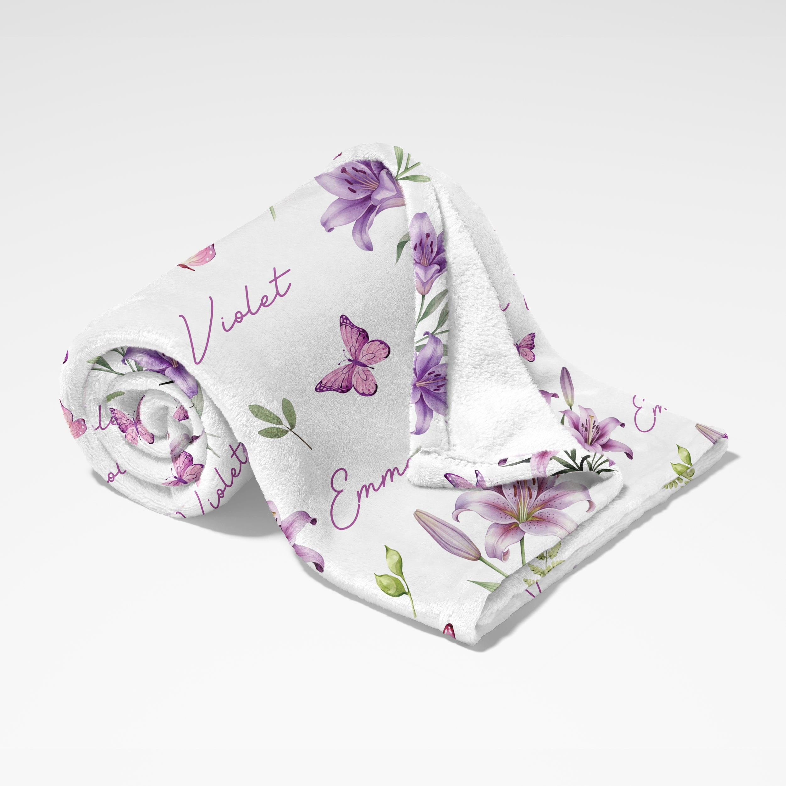 Personalized Blanket in Purple Lilys