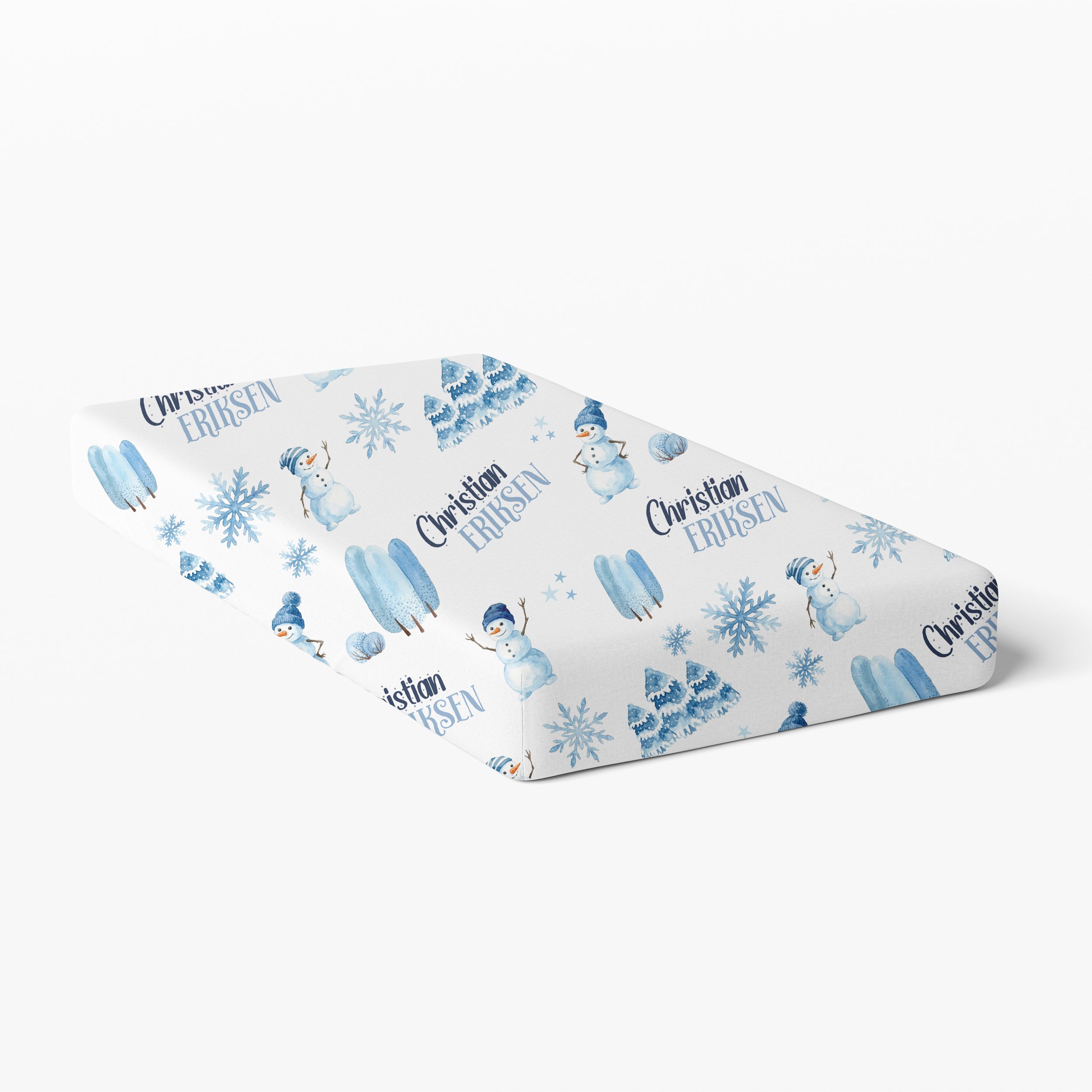 Personalized Crib Sheet in Snowman