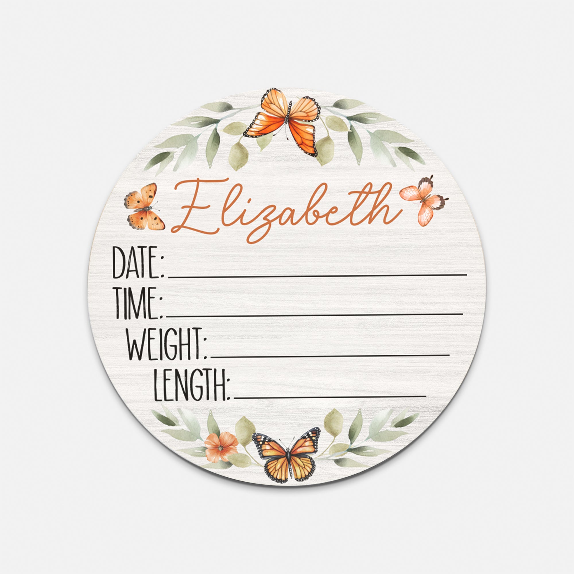 Orange Butterfly Personalized Wood Sign