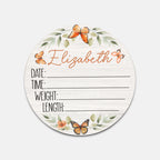 Birth Stats Sign in Orange Butterfly