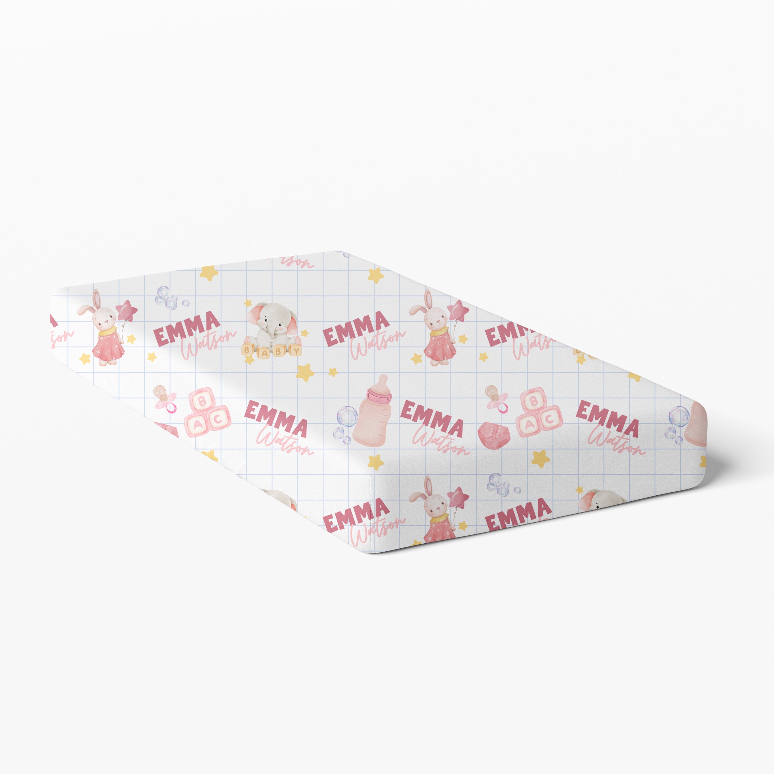 Personalized Crib Sheet in Pink Milk Drunk