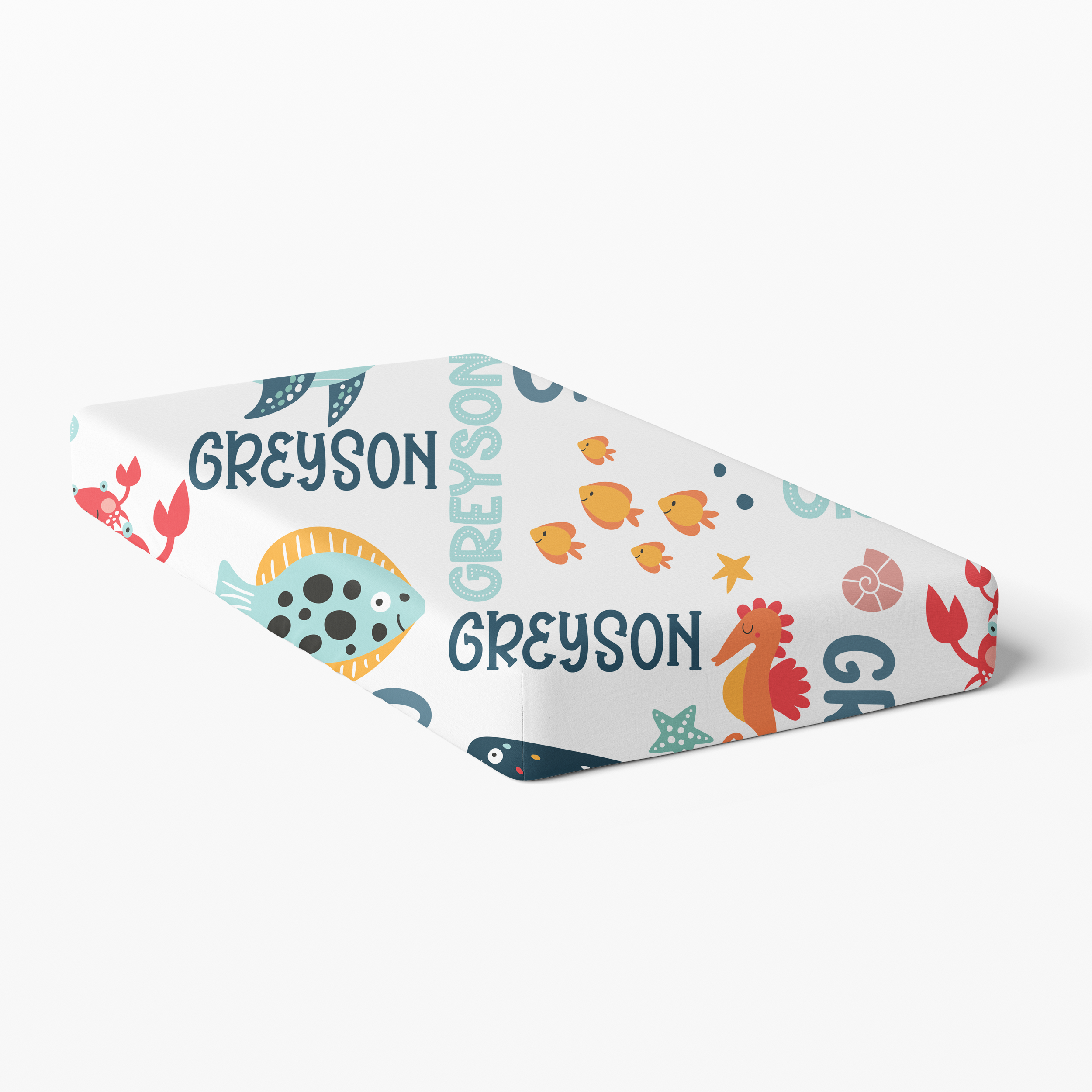 Personalized Crib Sheet in Ocean Animals