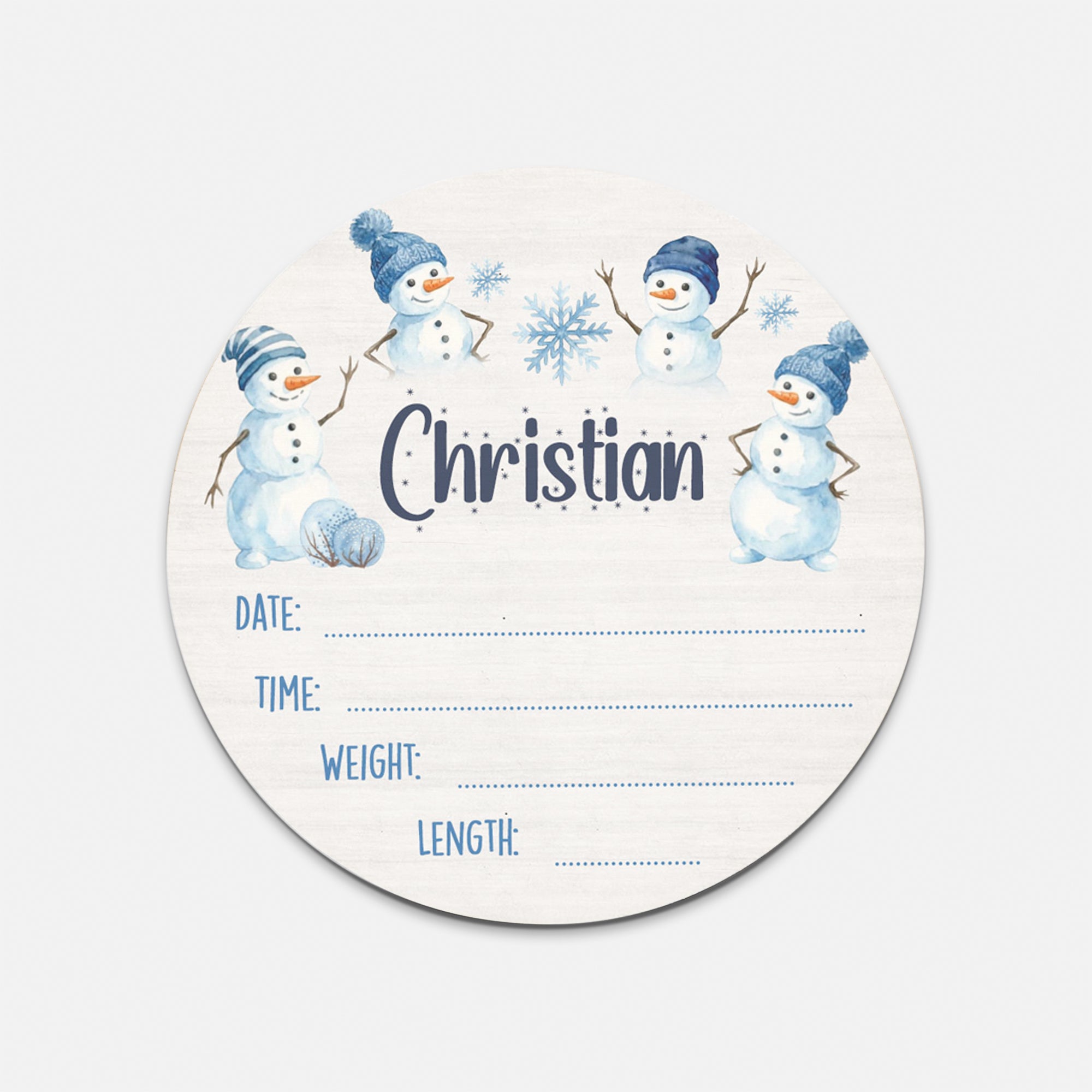 Snowman Personalized Wood Sign