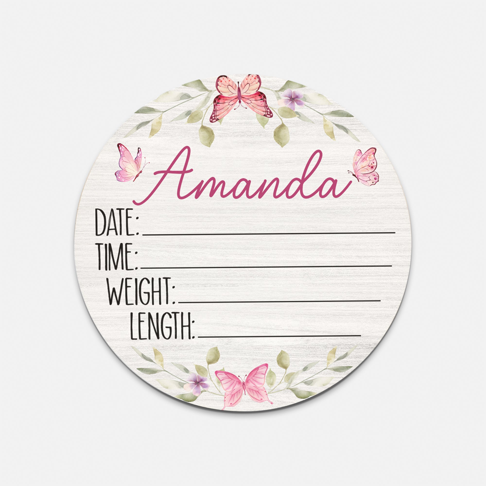 Personalized Wood Sign in Pink Butterfly