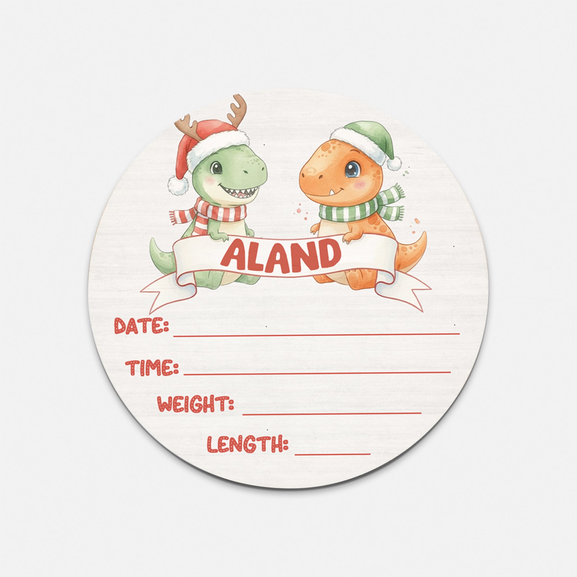 Personalized Wood Sign in Dinosaur's Christmas