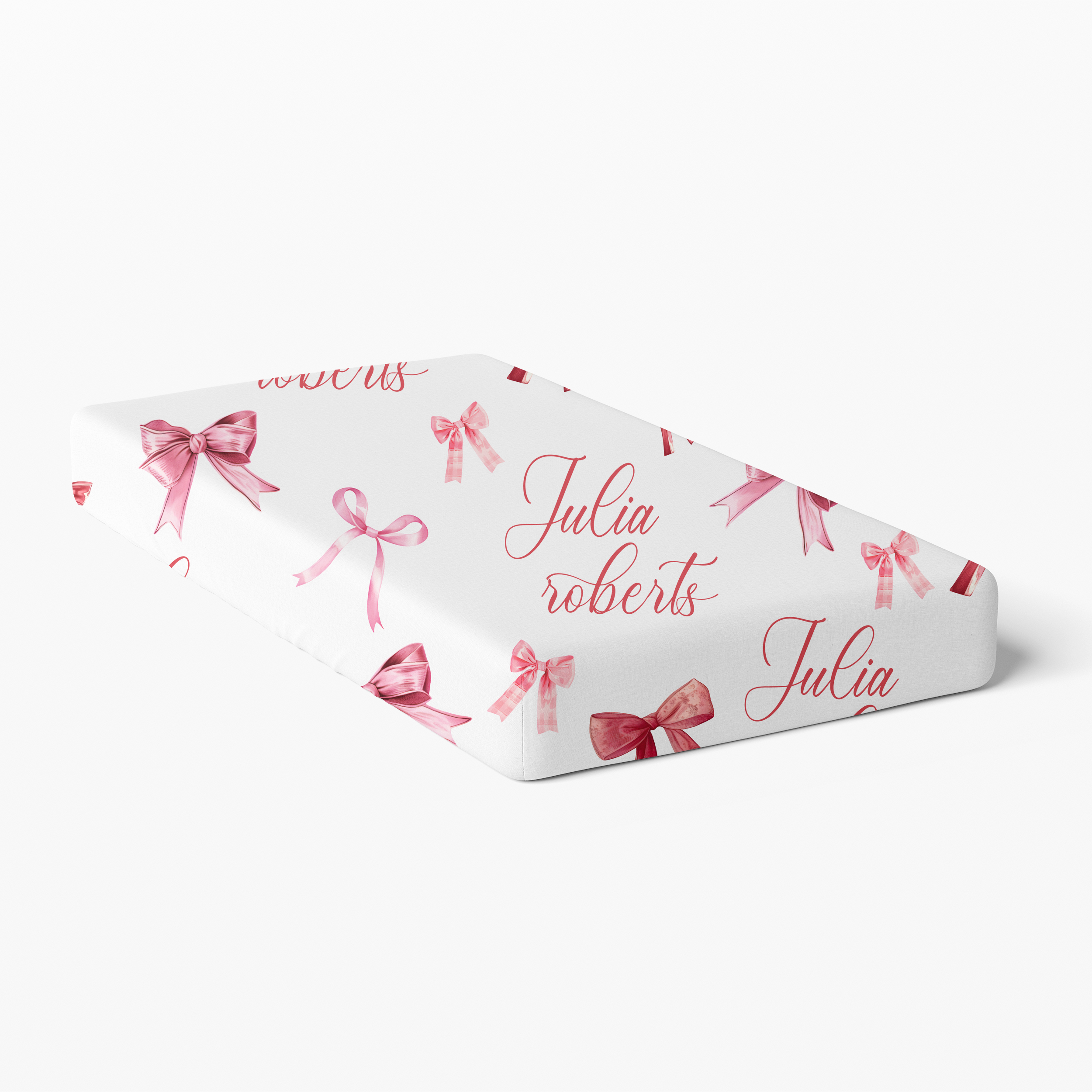 Personalized Crib Sheet in White Coquette Bow